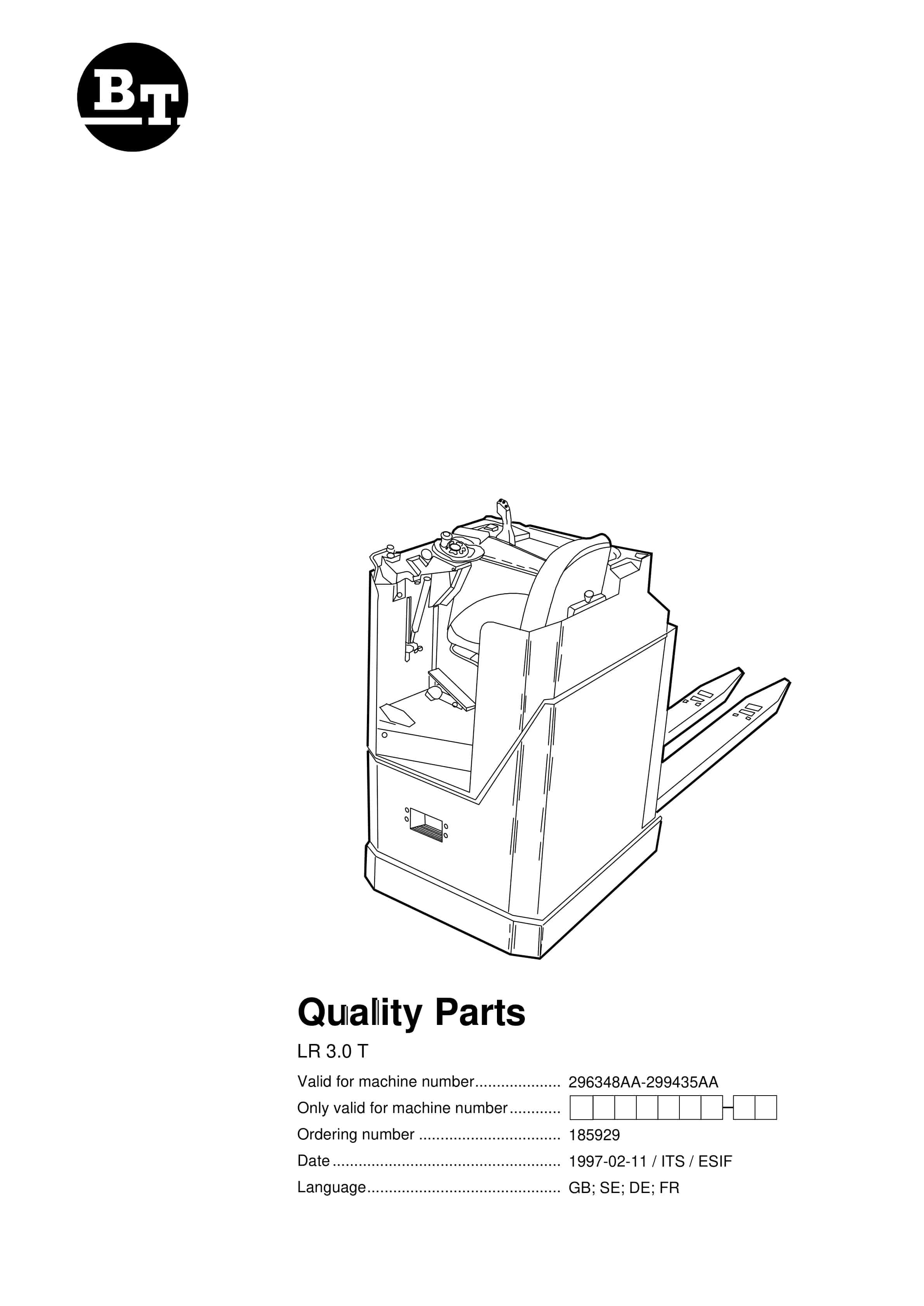 BT LR 3.0 T Quality Parts 185929