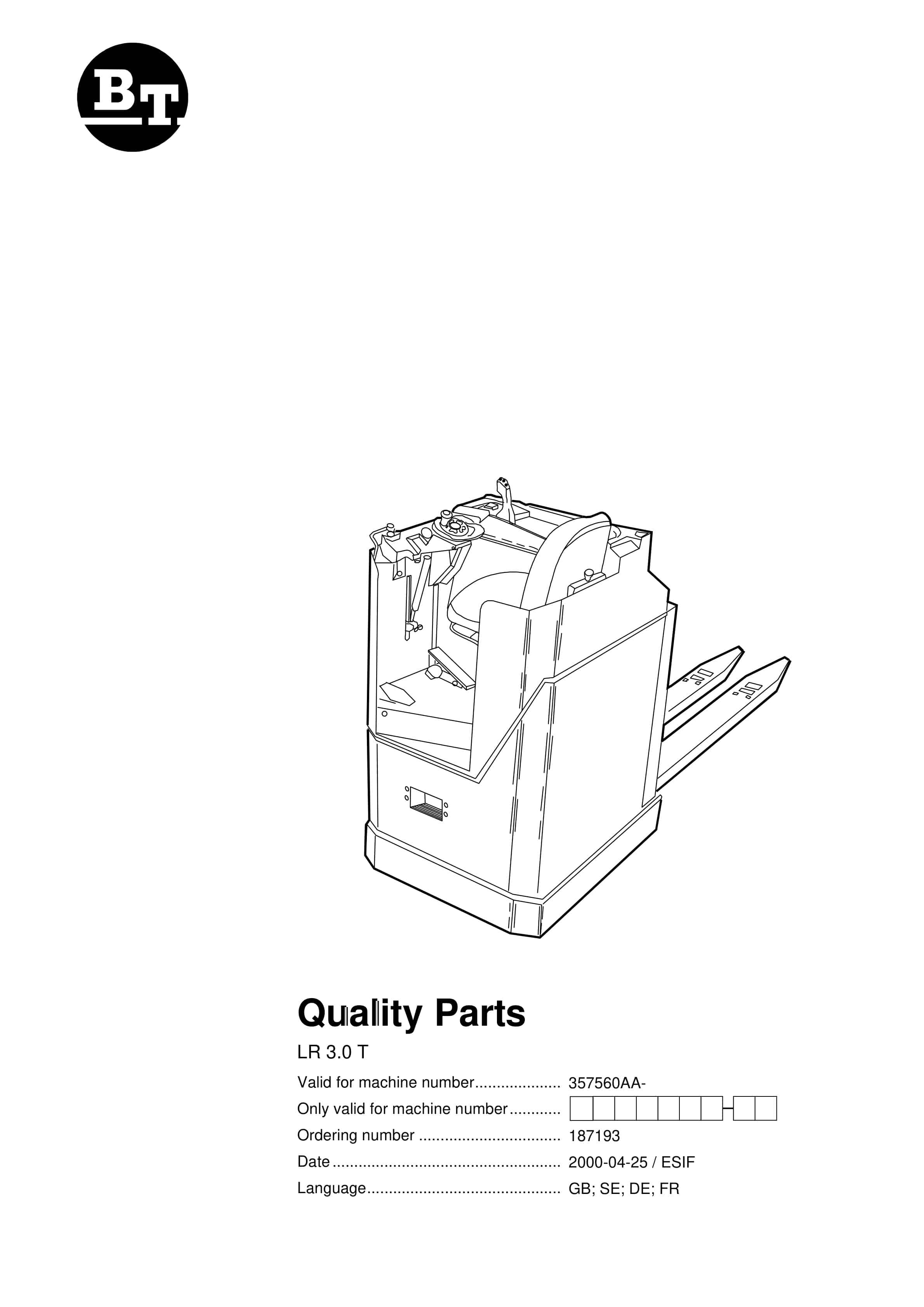 BT LR 3.0 T Quality Parts 187193