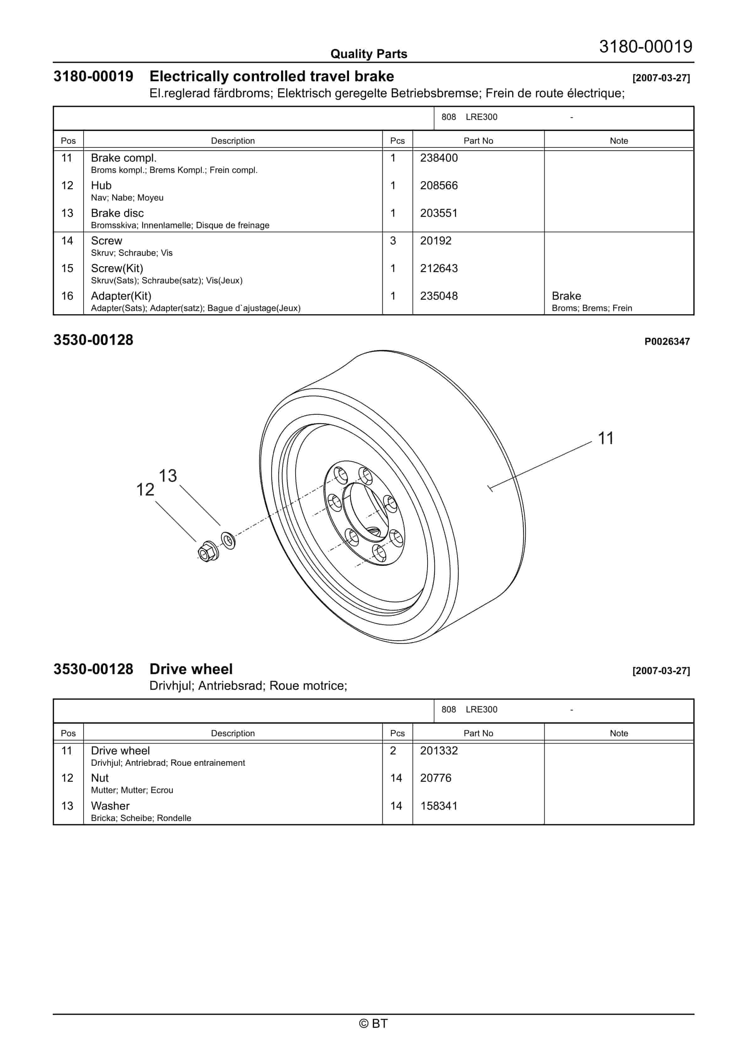 Alternative view of BT LRE300 Quality Parts 7505107