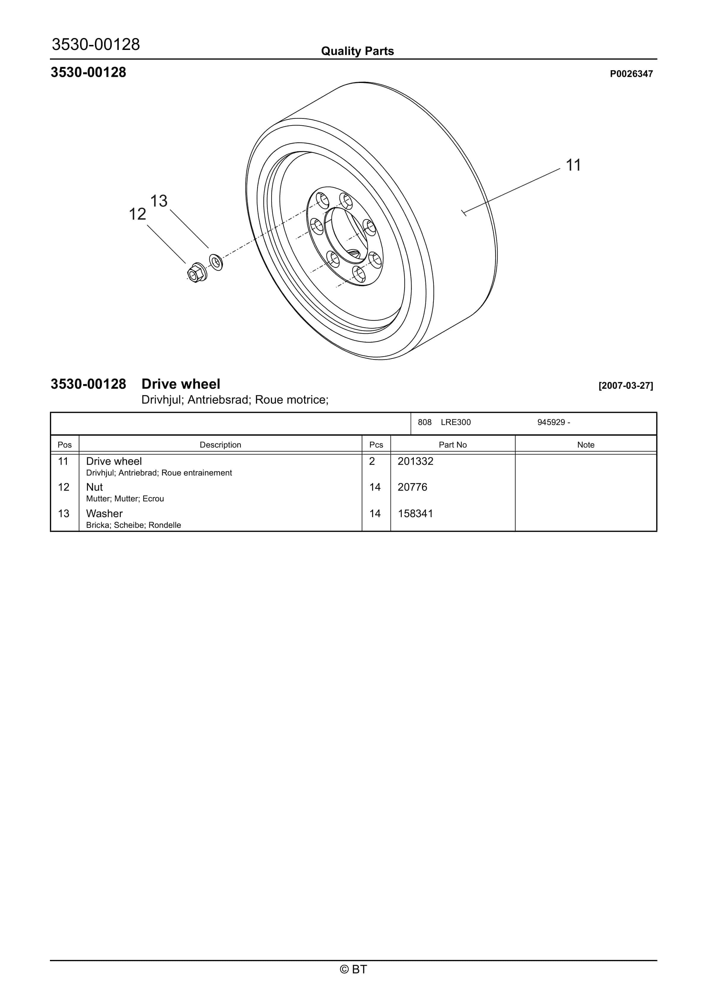 Alternative view of BT LRE300 Quality Parts 7521141