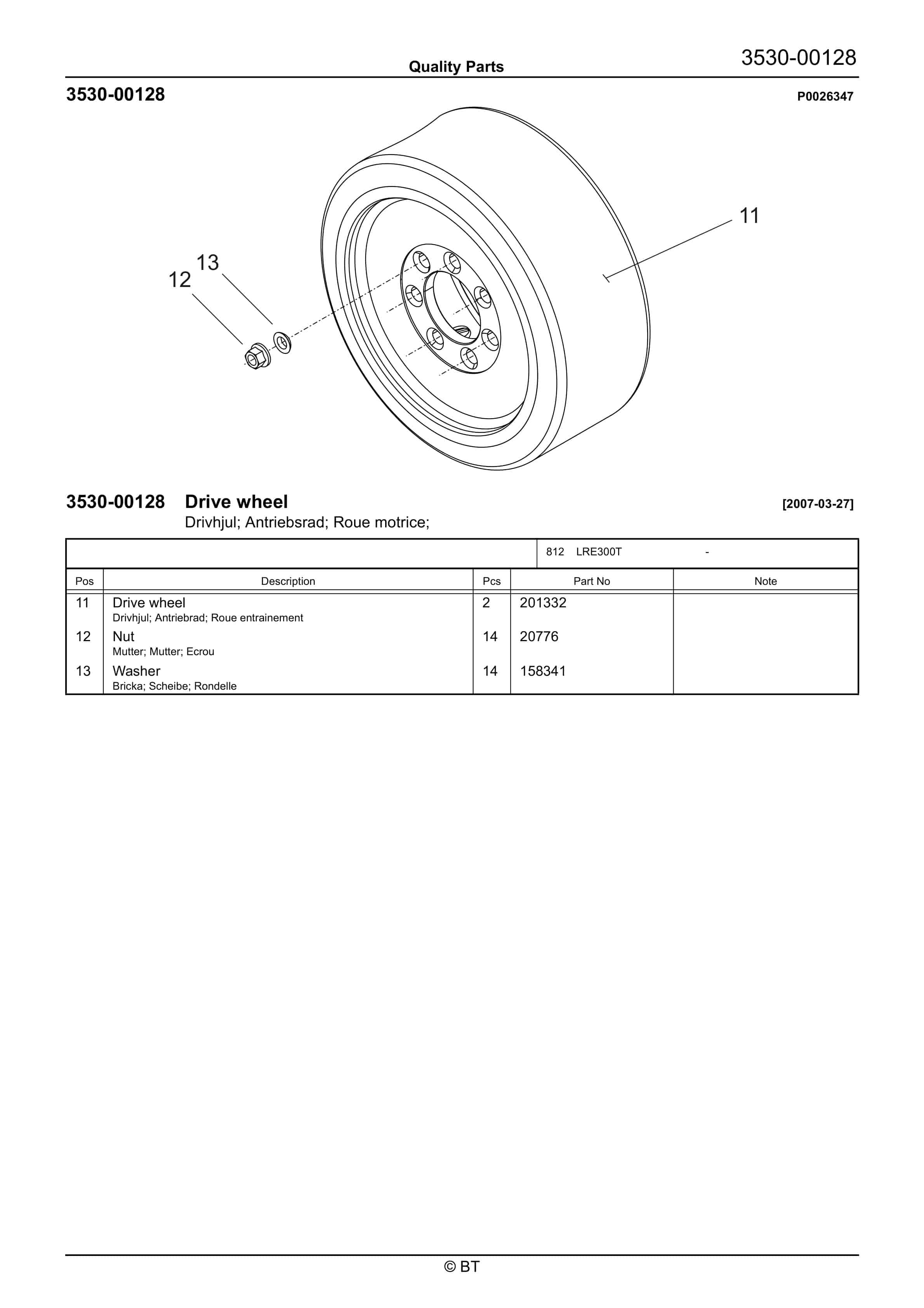Alternative view of BT LRE300T Quality Parts 7506741