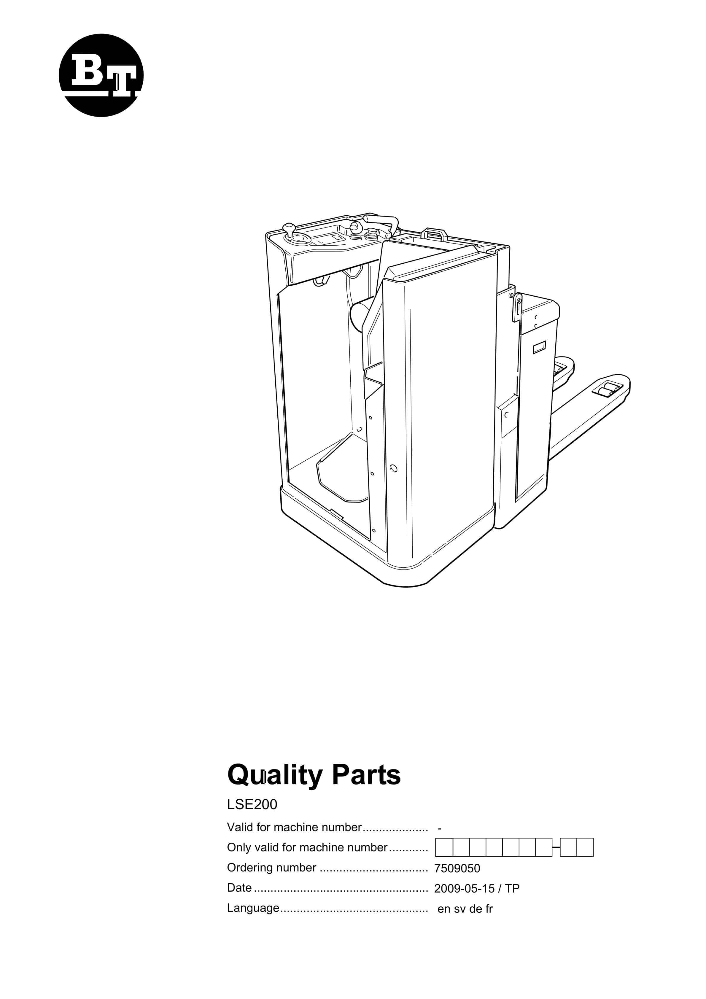 BT LSE200 Quality Parts 7509050