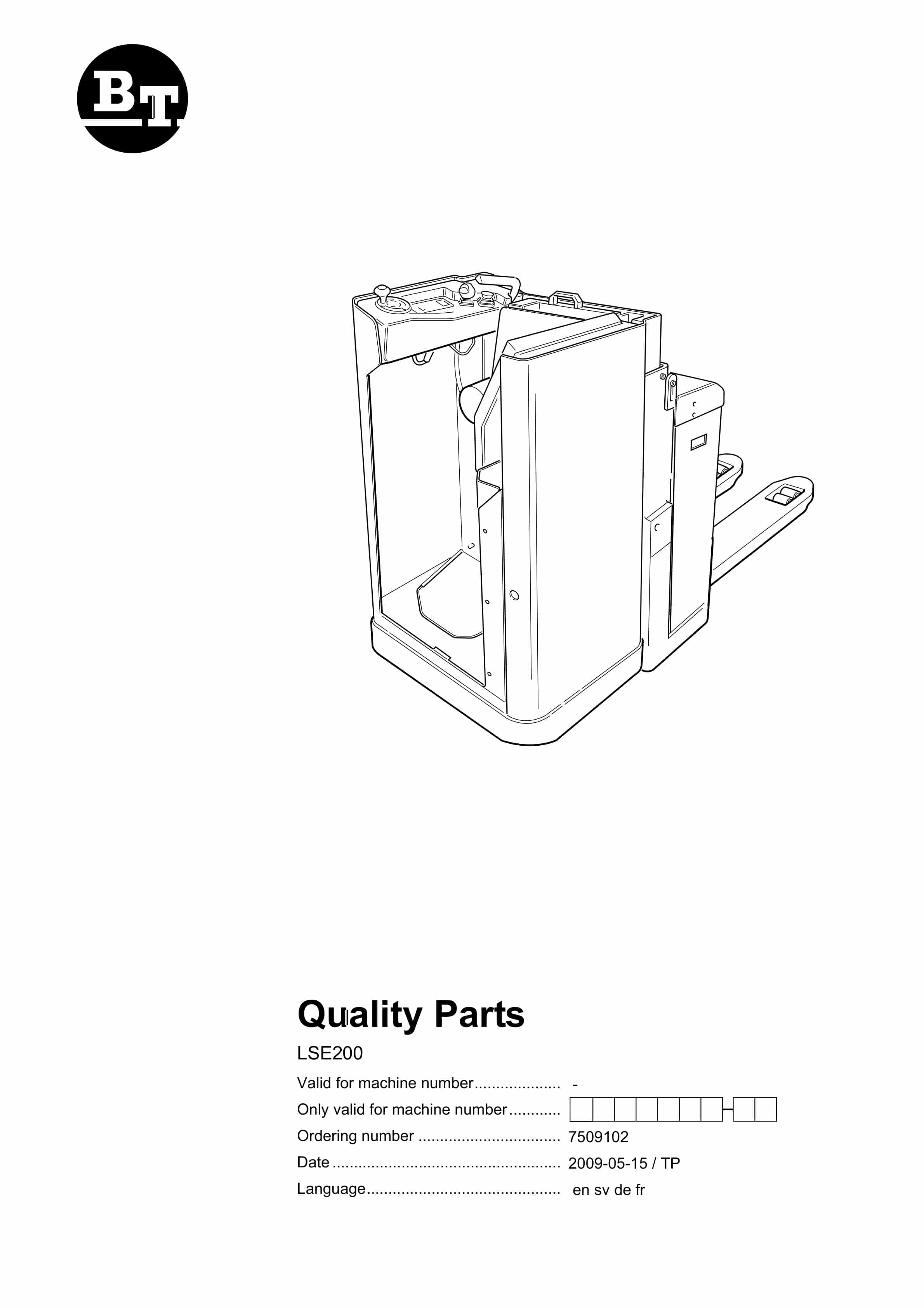BT LSE200 Quality Parts 7509102