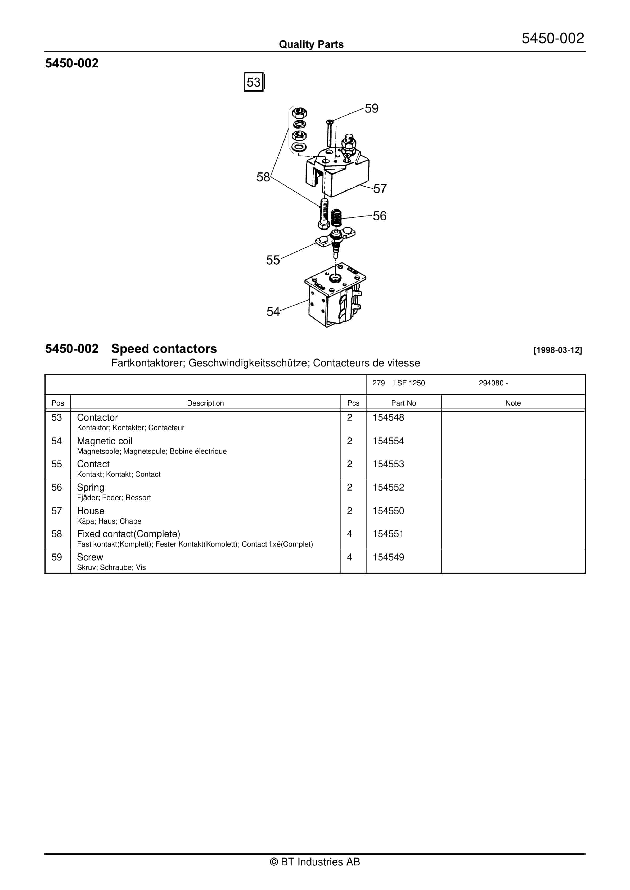 Alternative view of BT LSF 1250-11 Quality Parts 166086
