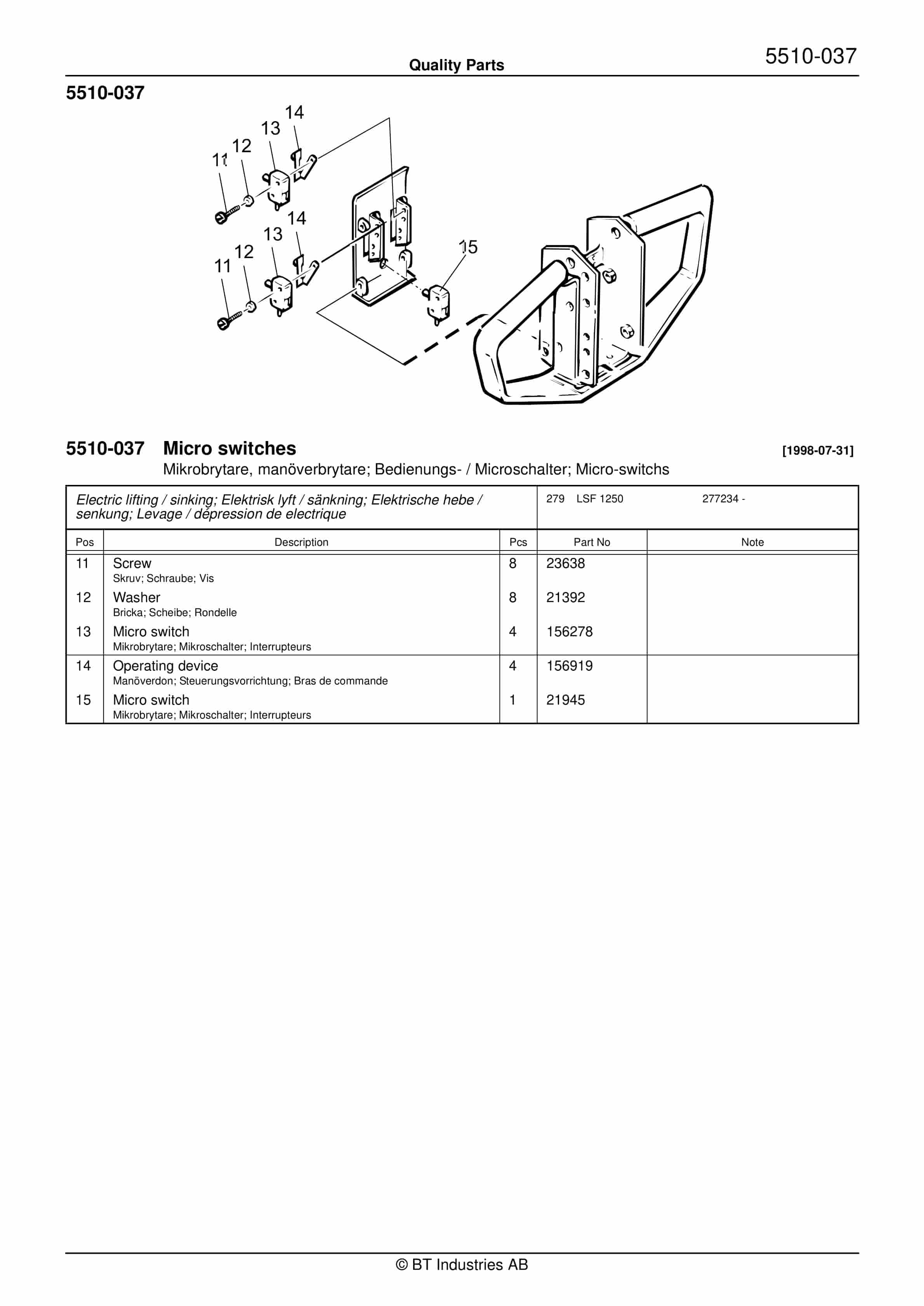 Alternative view of BT LSF 1250-11 Quality Parts 170122