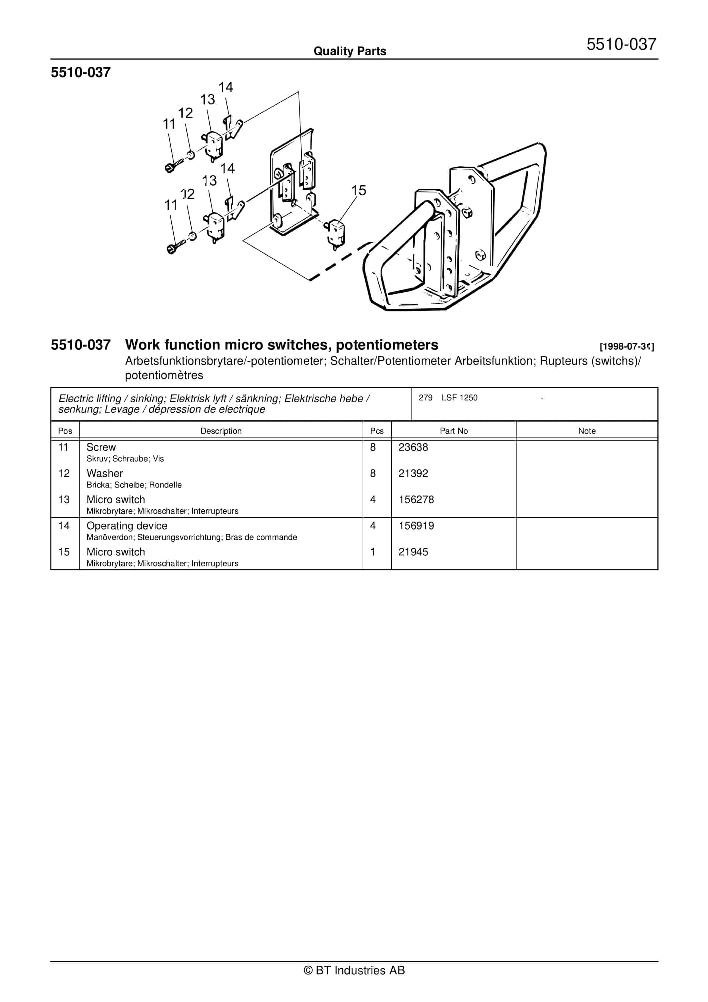 Alternative view of BT LSF 1250 Quality Parts 177991