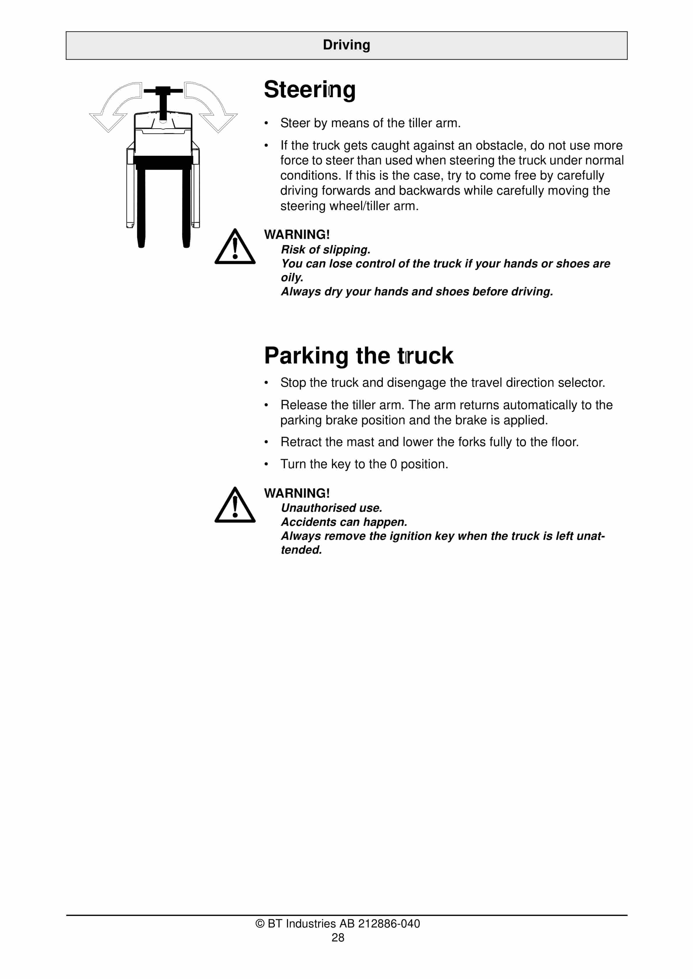 Alternative view of BT LSR 1200-3 Operator Manual 212886-040