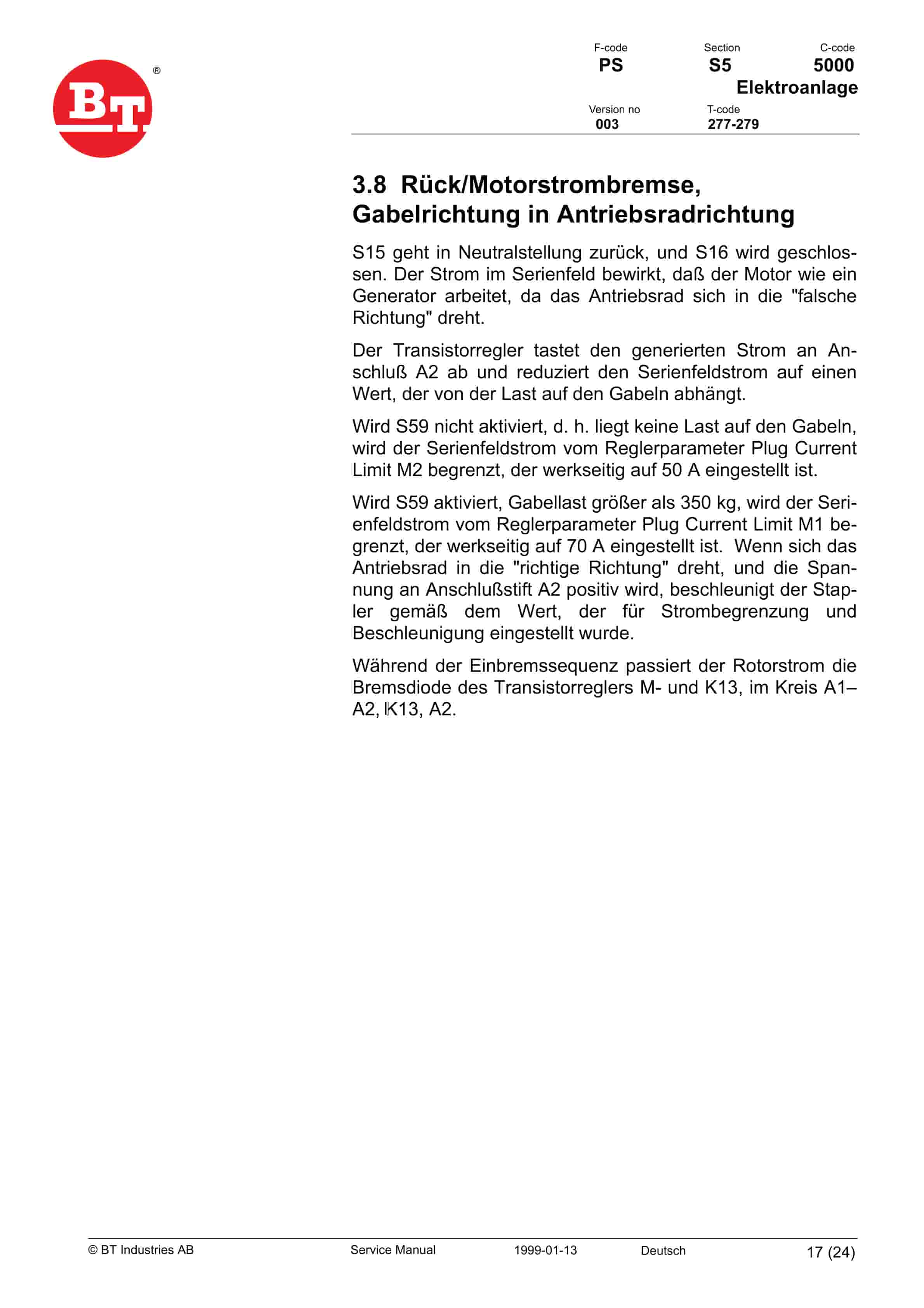 BT LSR 1200, LSV 1600, LSV 1250, LST 1350, LSF 1250 Service Manual 173906-120-3