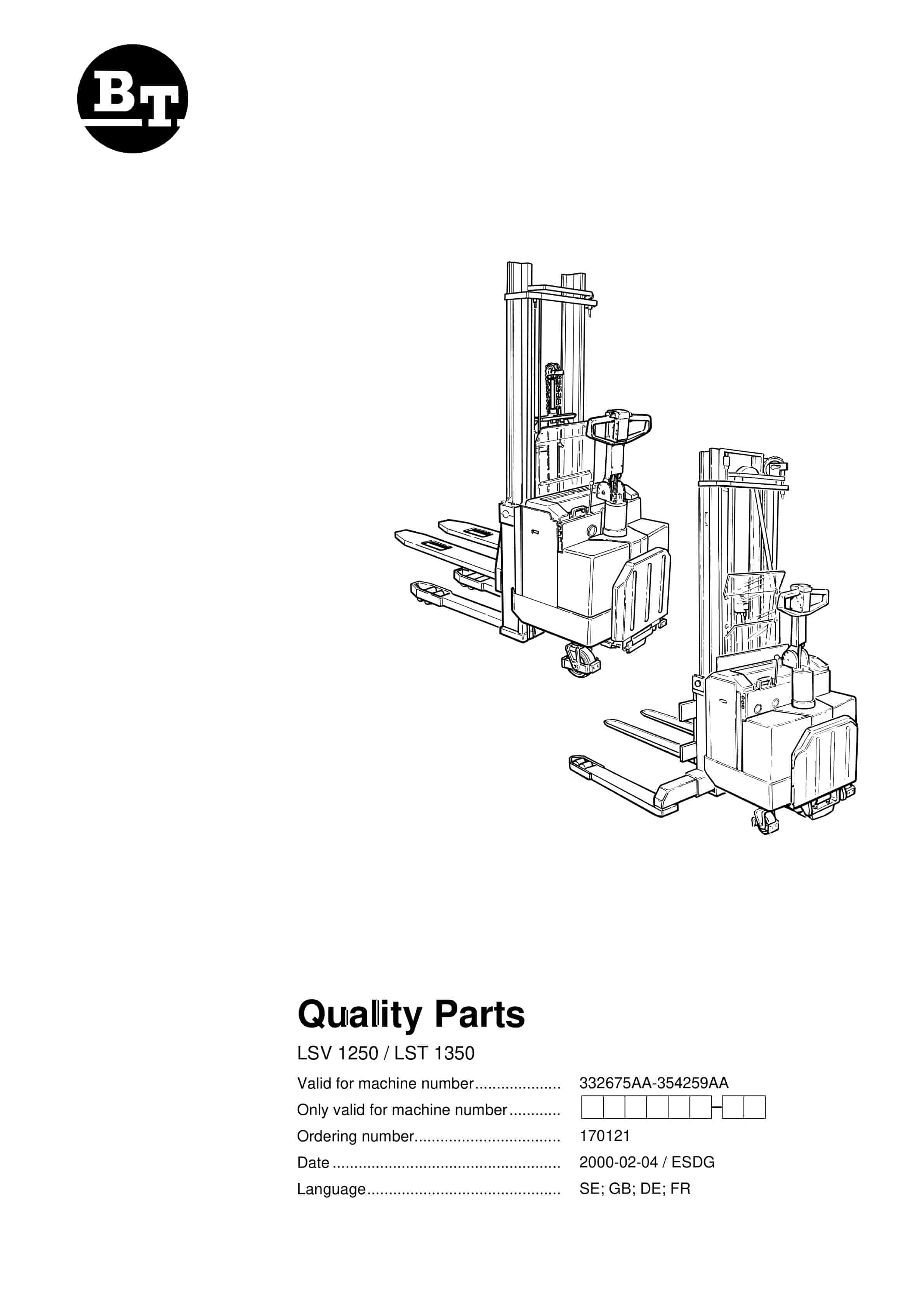 BT LST 1250, LST 1350 Quality Parts 170121