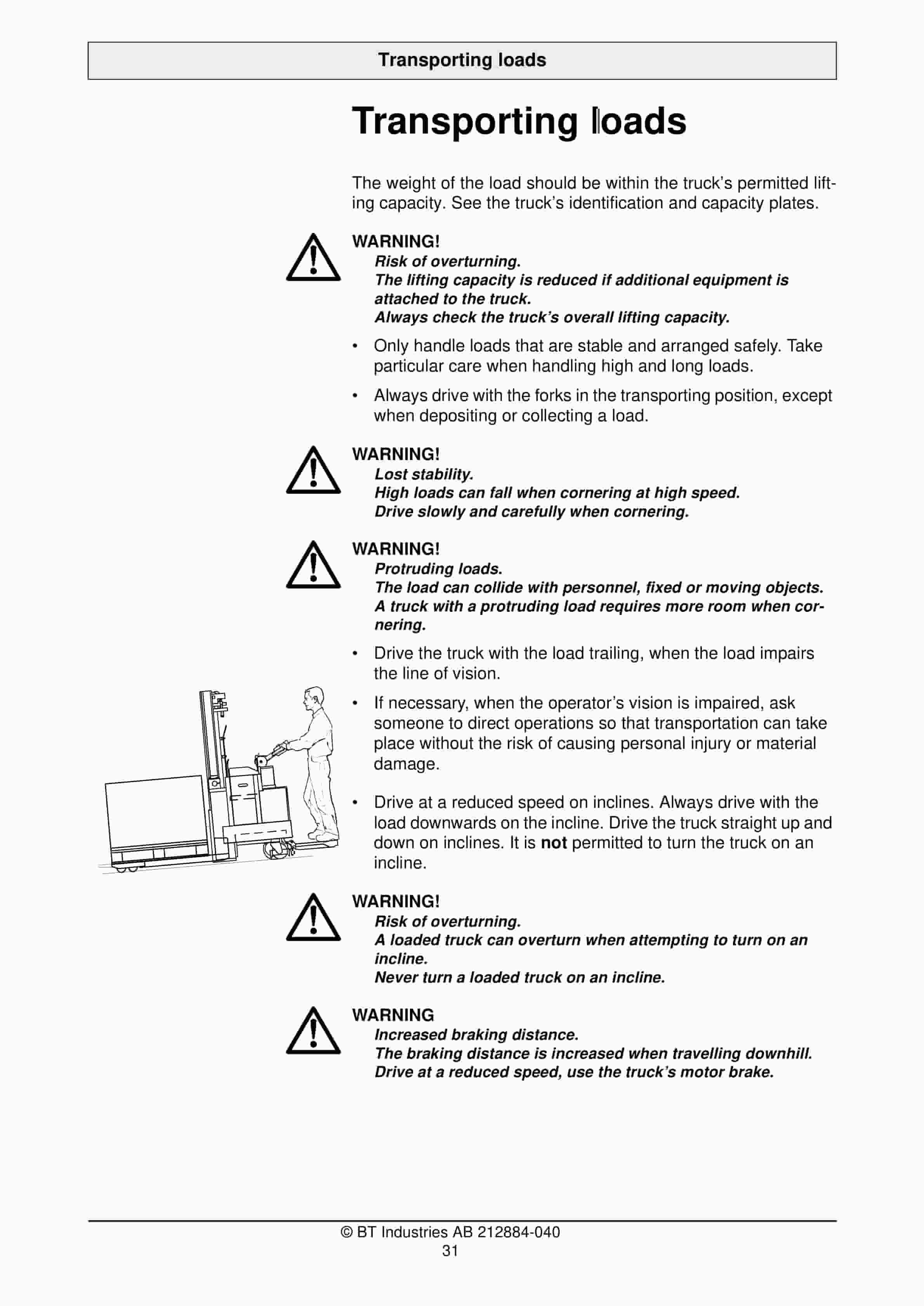 Alternative view of BT LST 1350-12 Operator Manual 212884-040