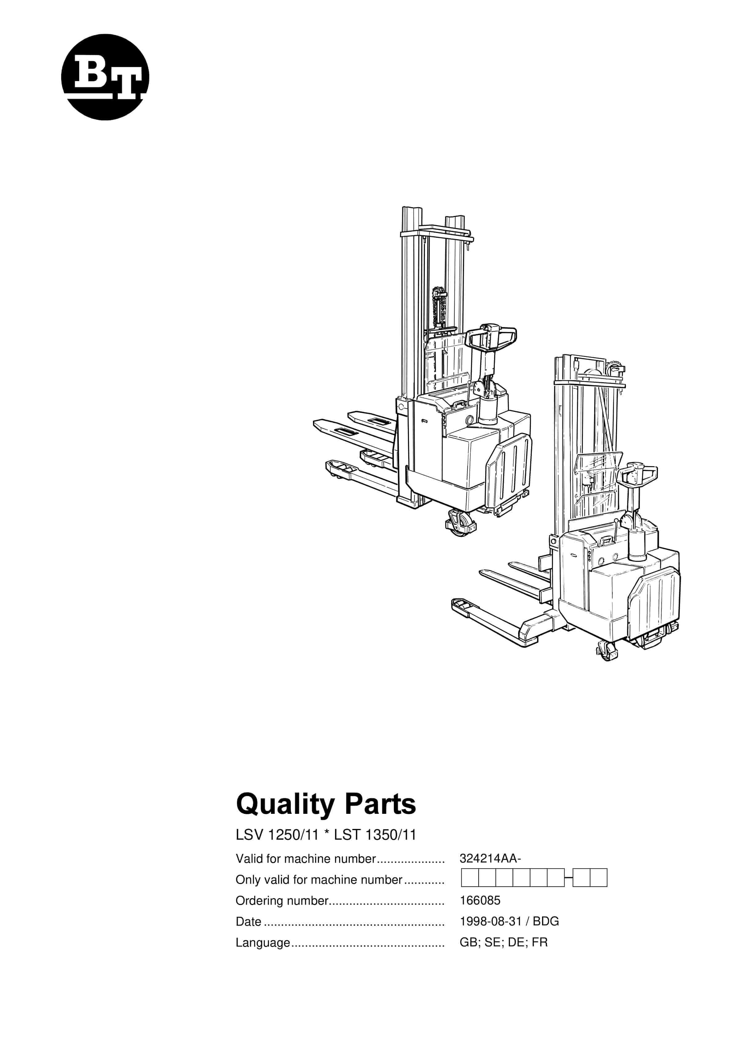 BT LSV 1250-11, LST 1350-11 Quality Parts 166085
