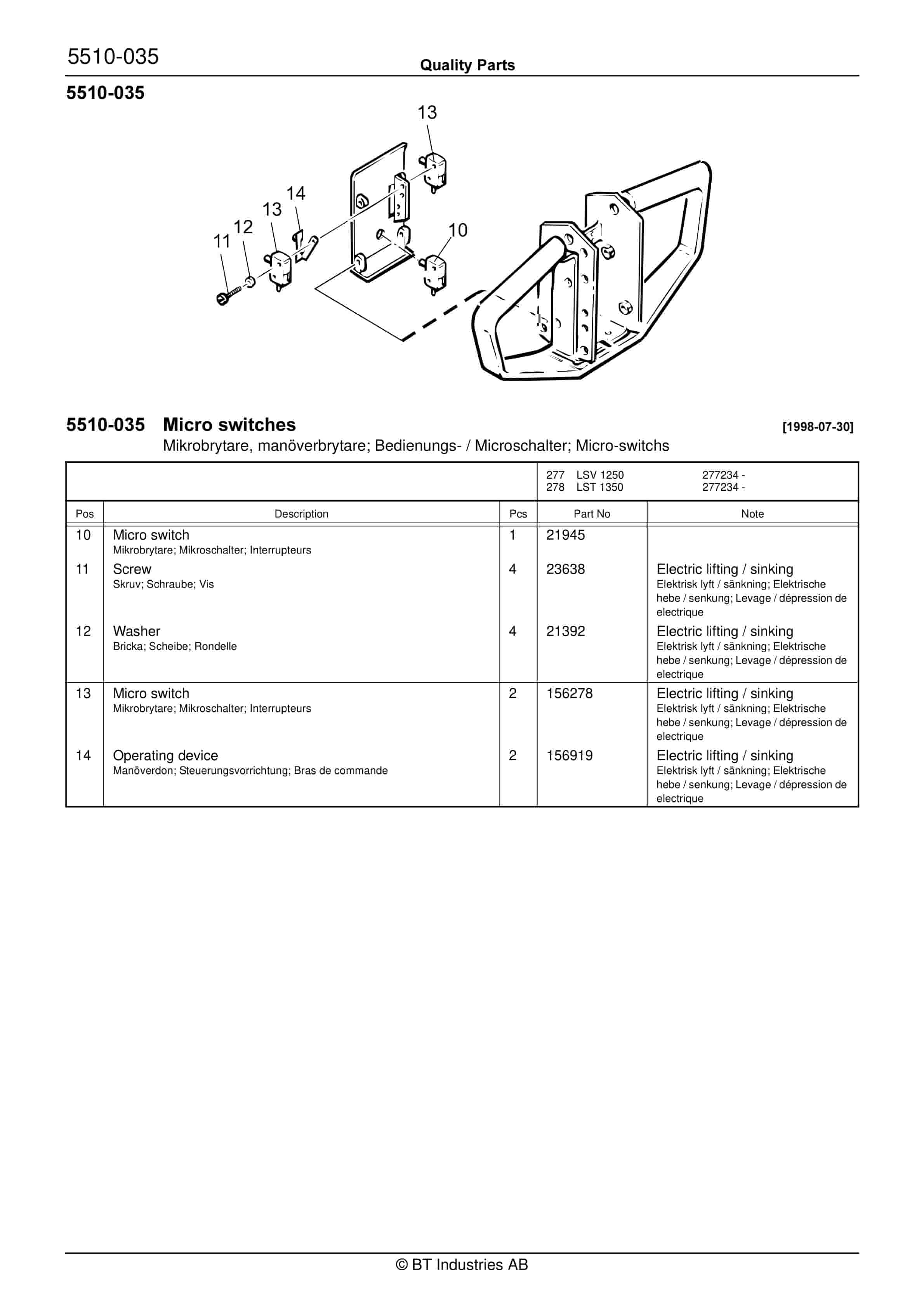 Alternative view of BT LSV 1250-11, LST 1350-11 Quality Parts 166085