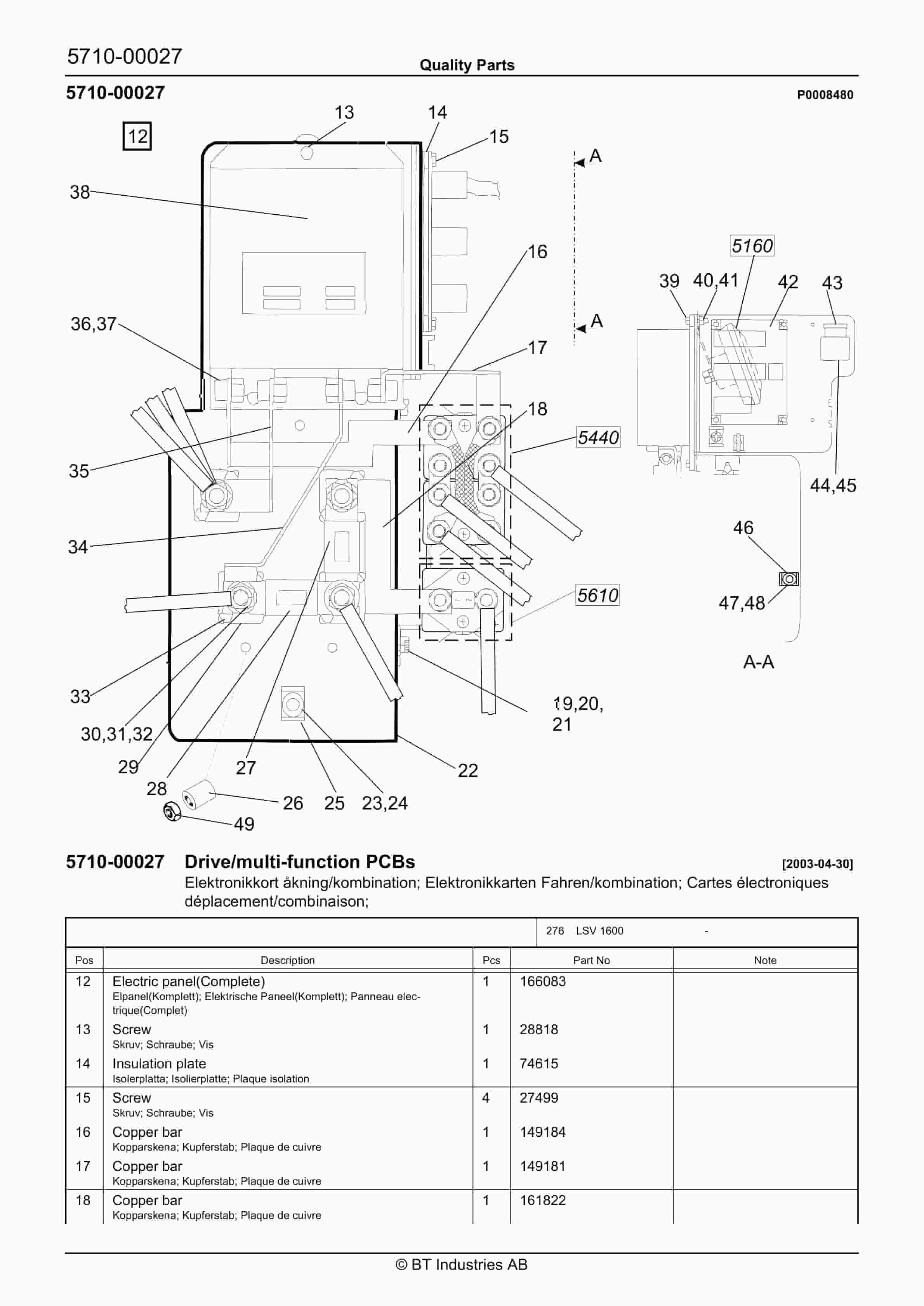 Alternative view of BT LSV 1600 - C030103-0 - C011009-1 - C030318-4 Quality Parts 847667
