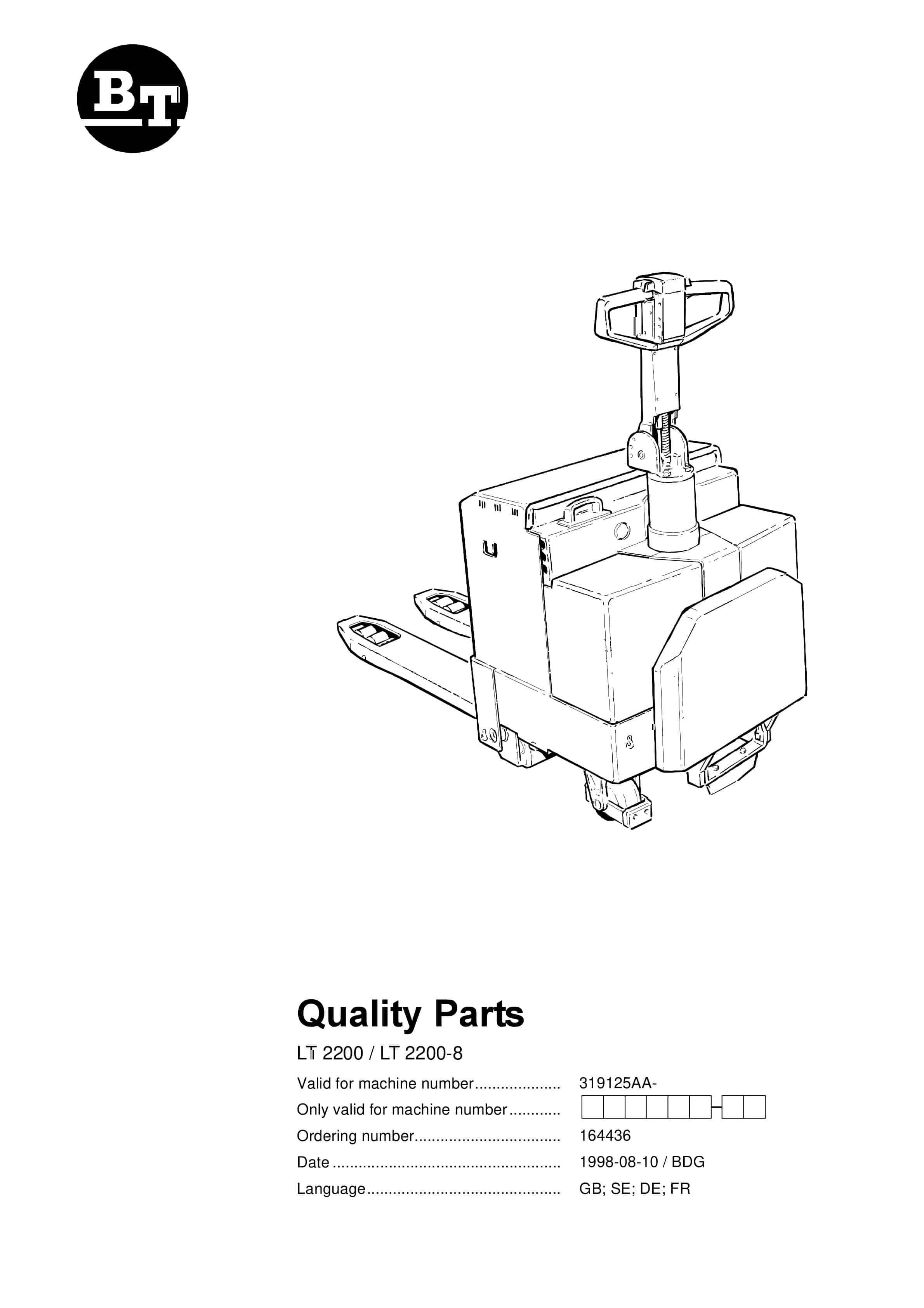 BT LT 2200, LT 2200-8 Quality Parts 164436