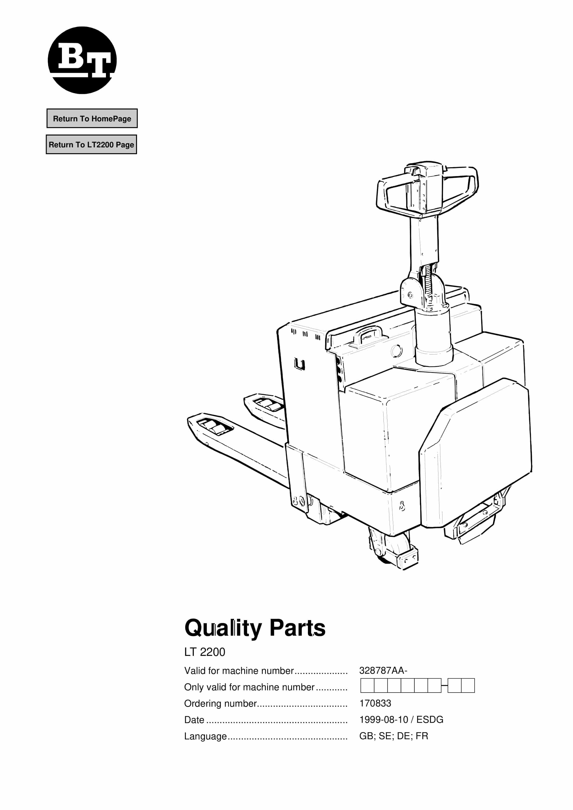 BT LT 2200 Quality Parts 170833