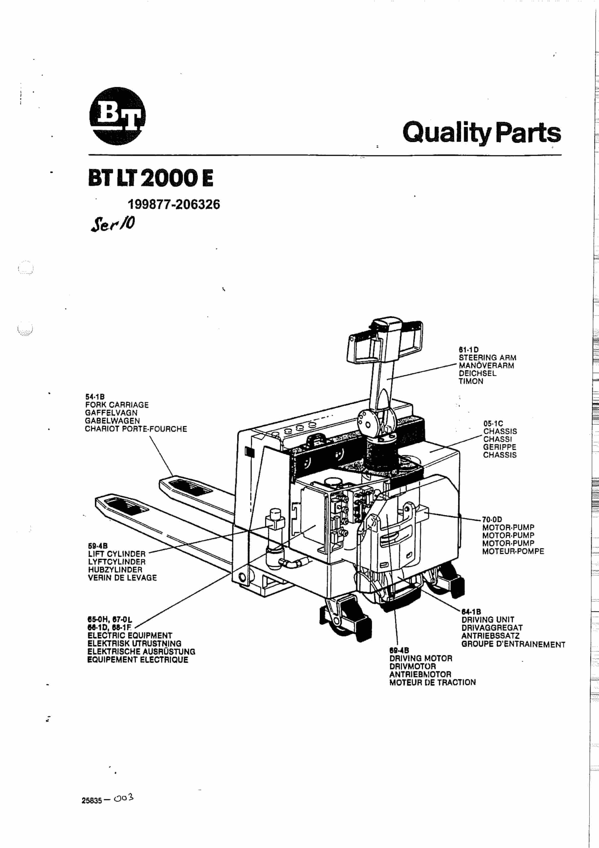 BT LT2000E Quality Parts 25835-003