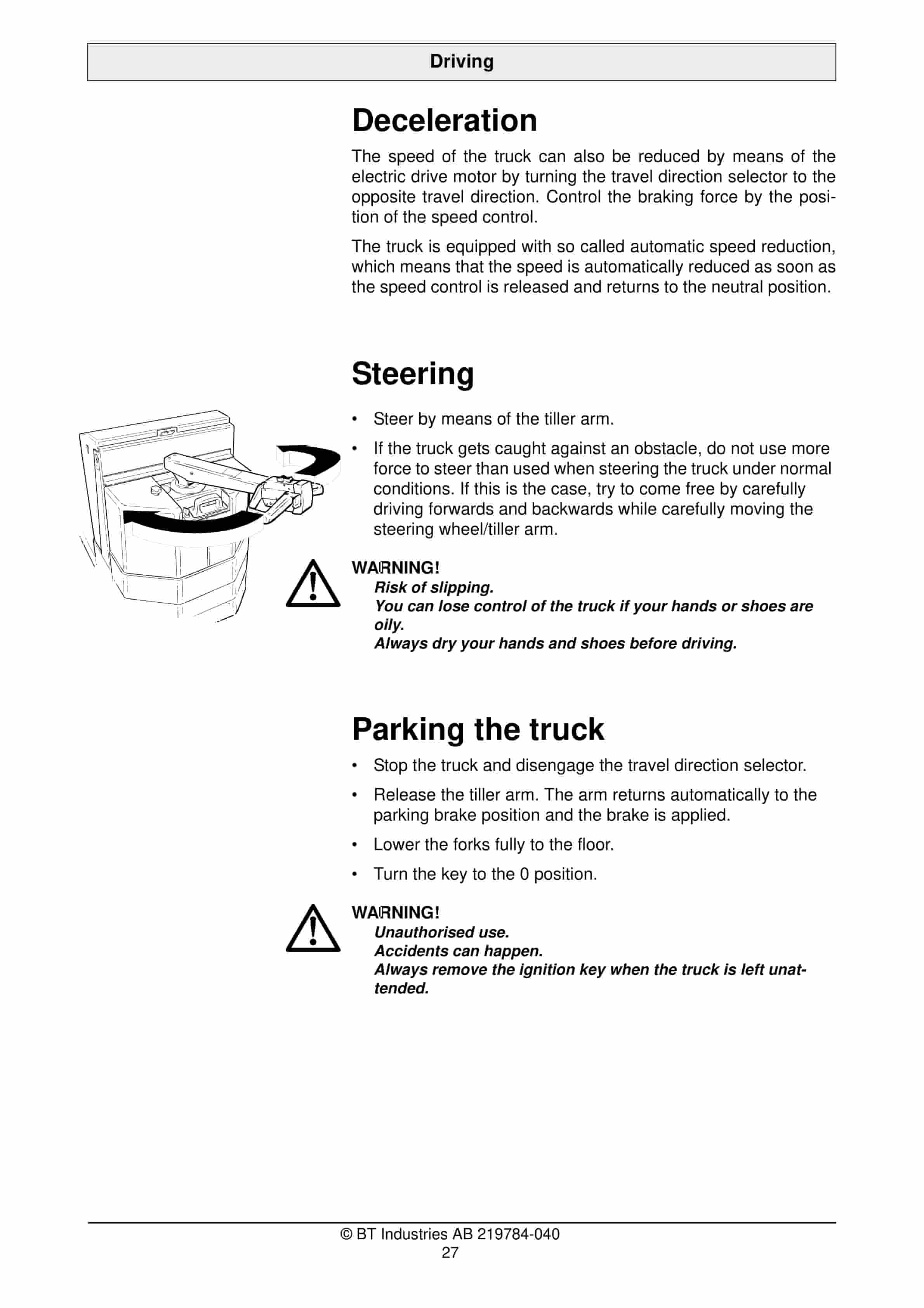 Alternative view of BT LW 13 Operator Manual 219784-040