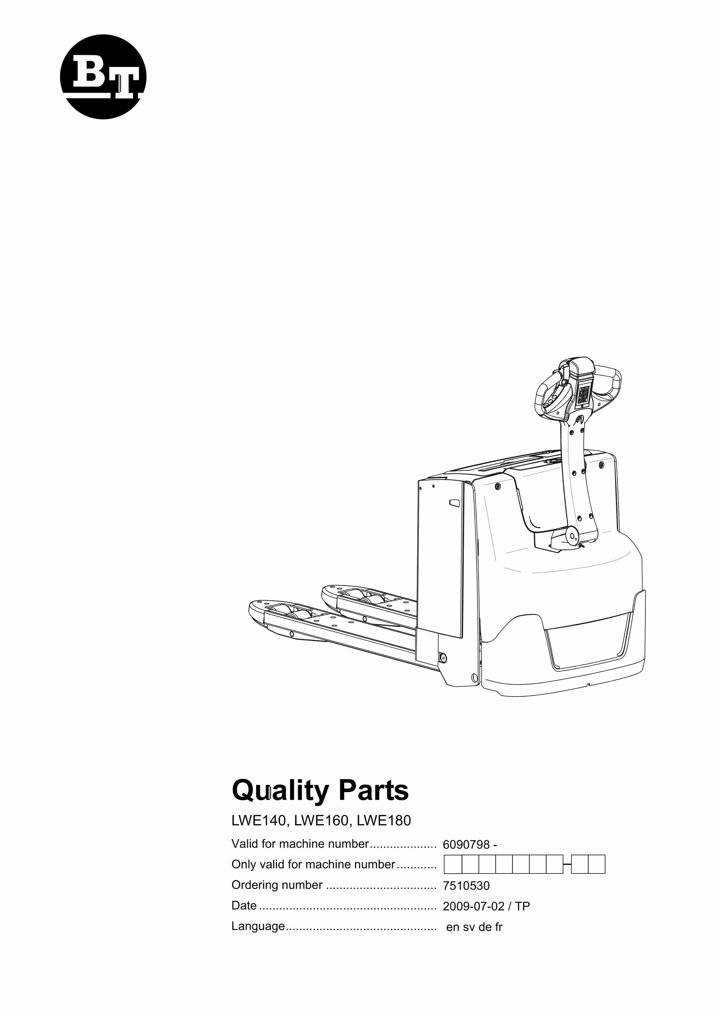 BT LWE140, LWE160, LWE180 Quality Parts 7510530