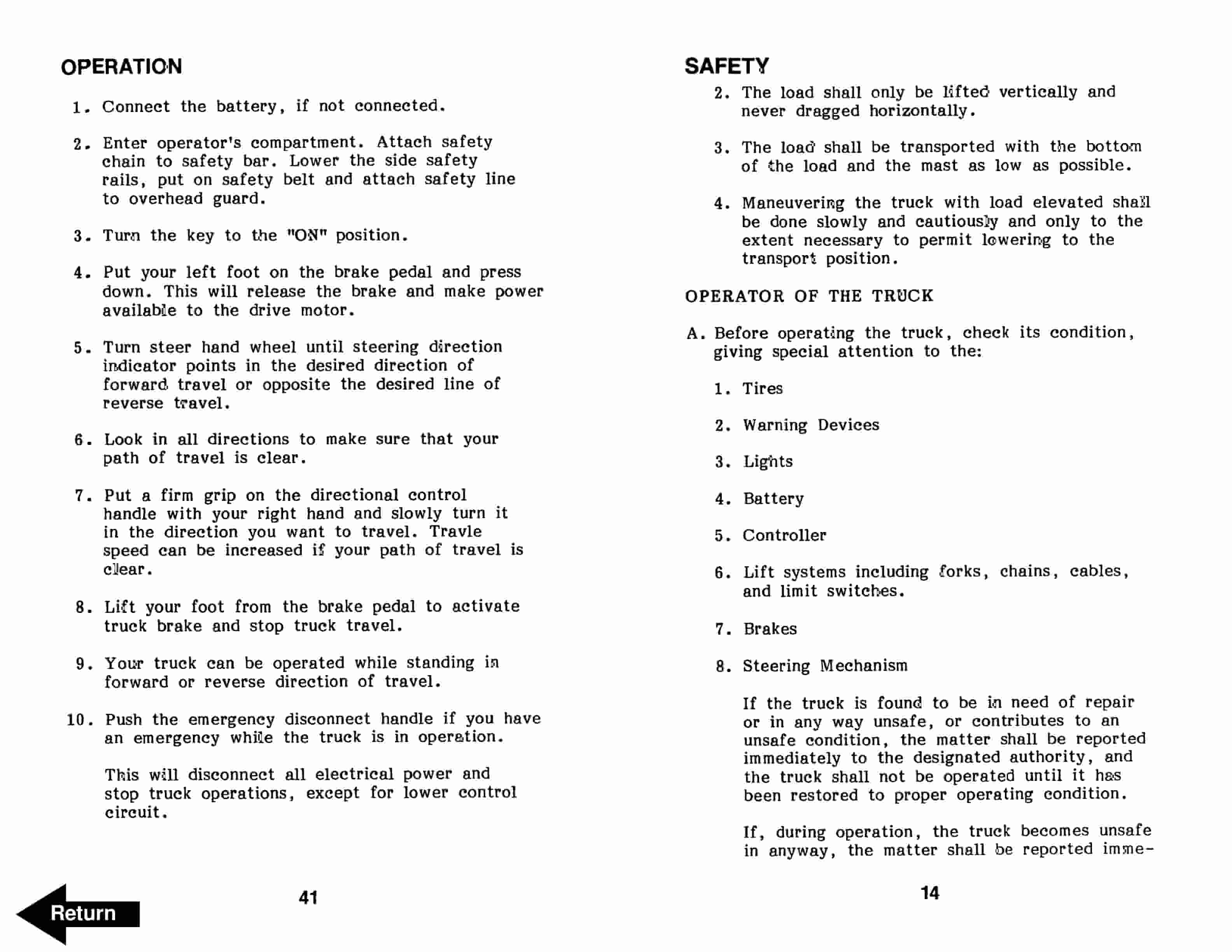 BT OE-30B Electric Order Selector Operator Manual 301070-000-2