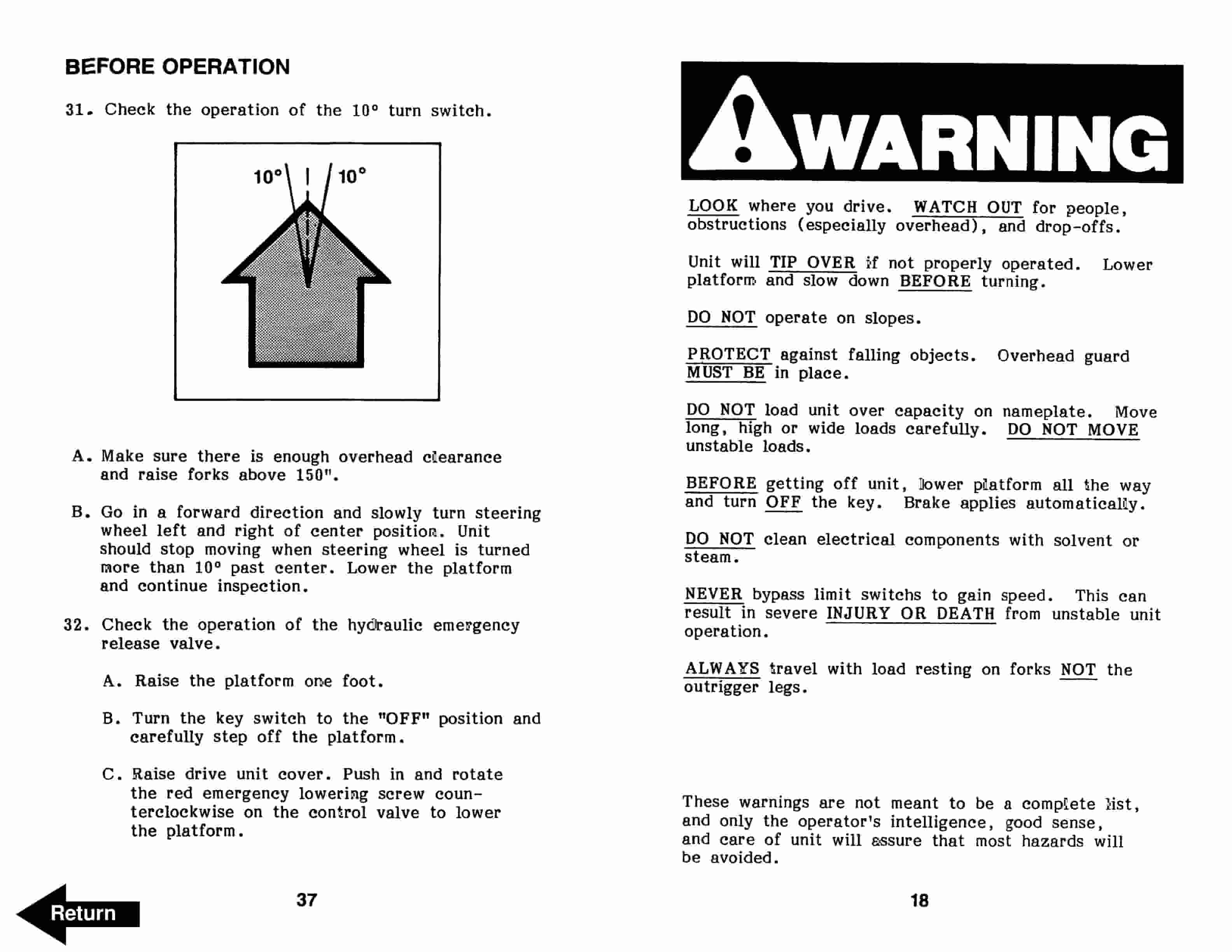 BT OE-30B Electric Order Selector Operator Manual 301070-000-3