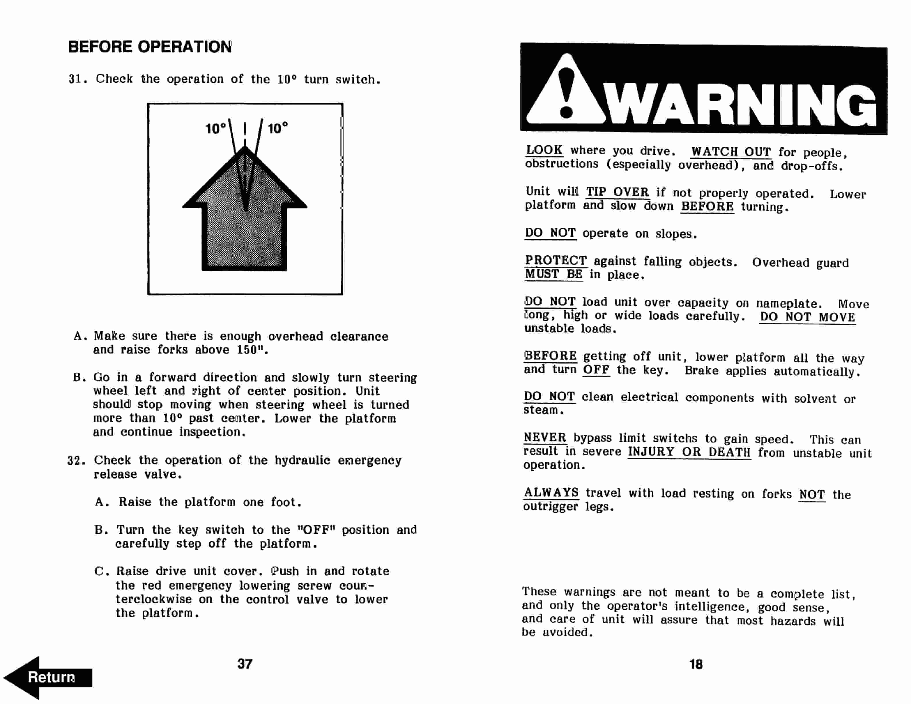 BT OE-30C Electric Order Selector Operator Manual 301070-001 3 BT OE-30C Electric Order Selector Operator Manual 301070-001-3