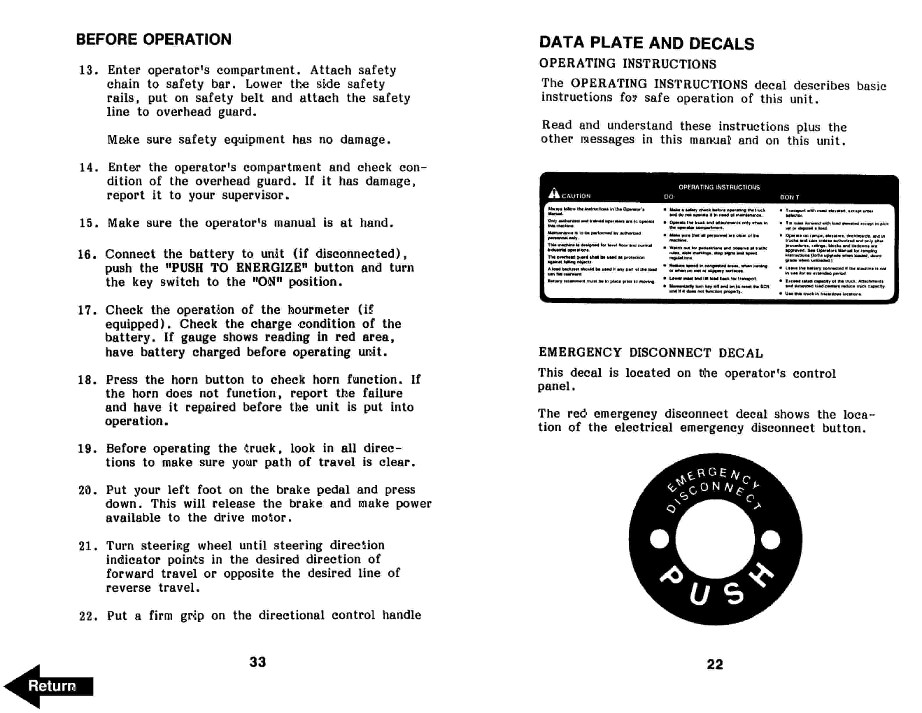 BT OE-30C Electric Order Selector Operator Manual 301070-001 5 BT OE-30C Electric Order Selector Operator Manual 301070-001-5