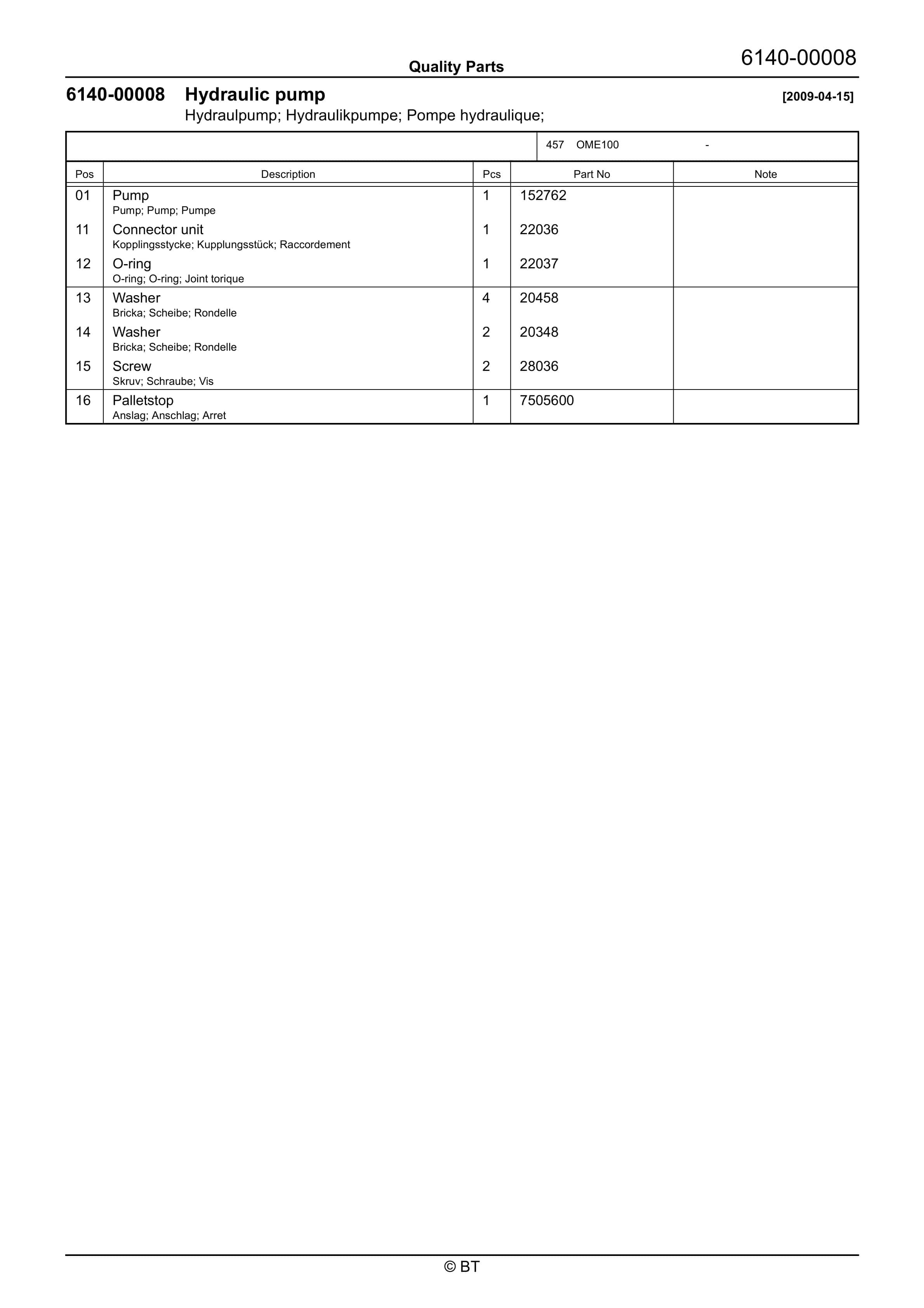 BT OME100 Quality Parts 7516502 4 BT OME100 Quality Parts 7516502 - Image 4
