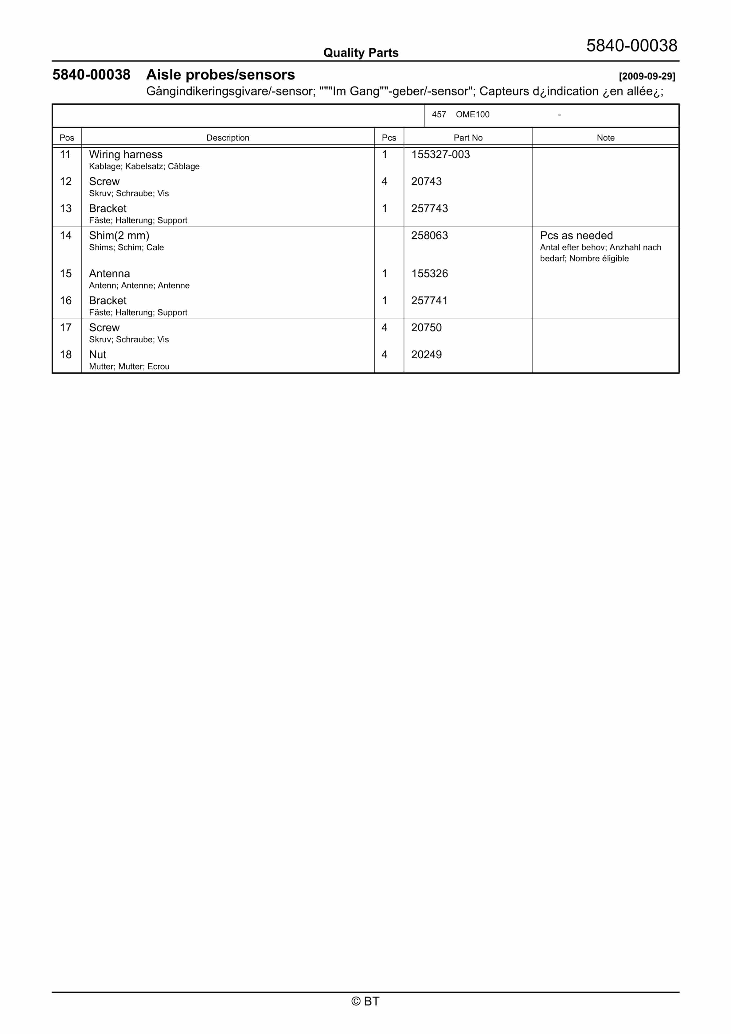 BT OME100 Quality Parts 7519409 3 BT OME100 Quality Parts 7519409 - Image 3
