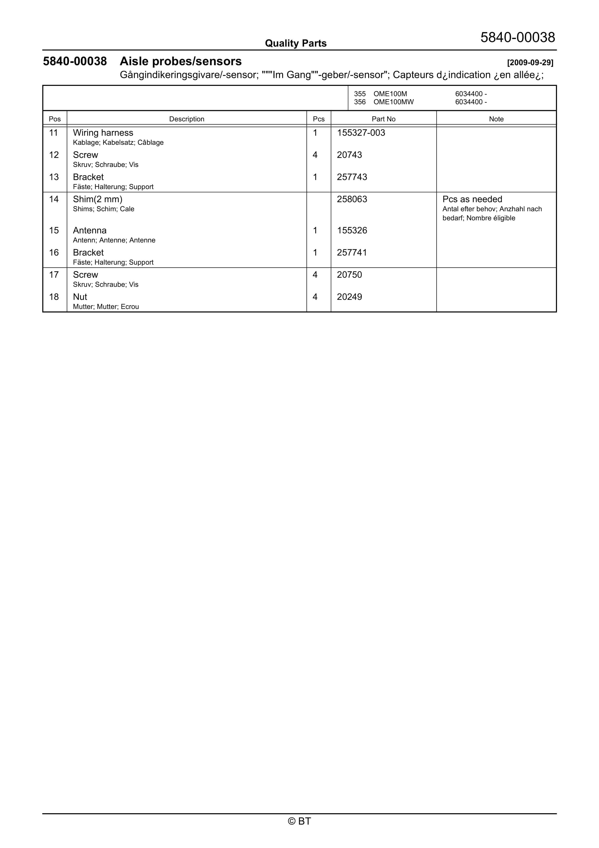 BT OME100M, OME100MW Quality Parts 7520790 3 BT OME100M, OME100MW Quality Parts 7520790 - Image 3