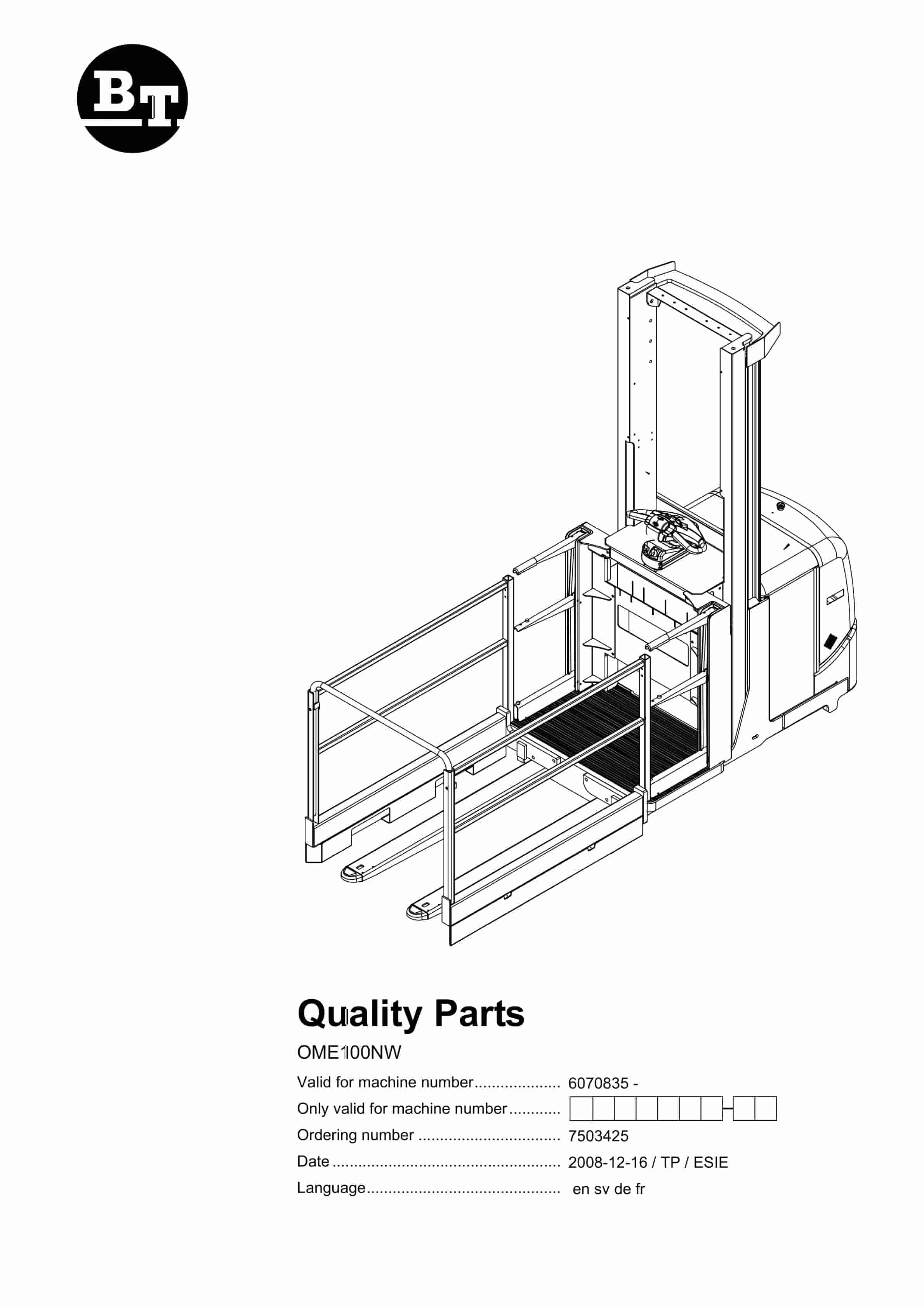 BT OME100NW Quality Parts 7503425 1 BT OME100NW Quality Parts 7503425