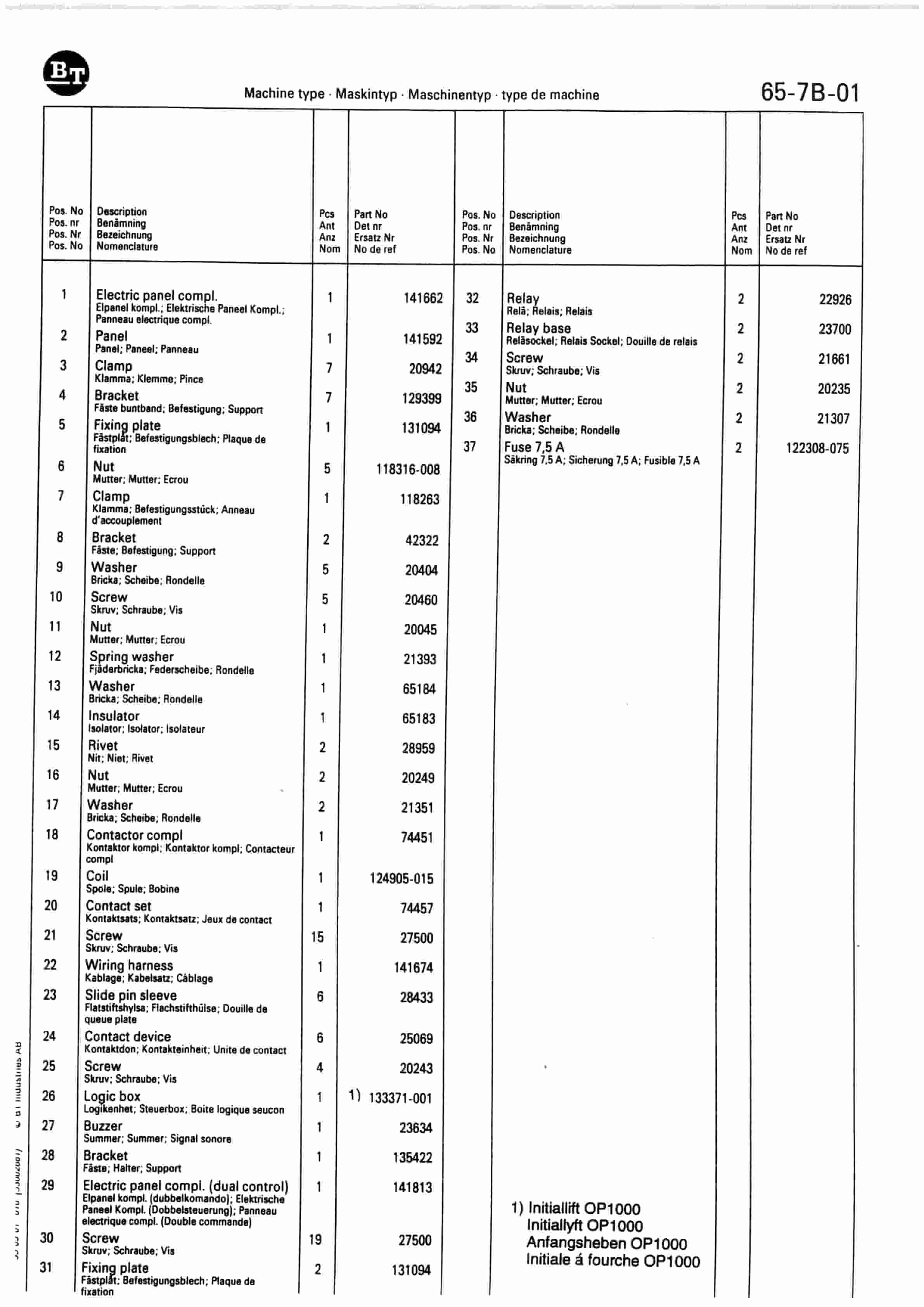 BT OP 1000 SE to OPW 1200 HSE Cold Store Quality Parts 155502-5