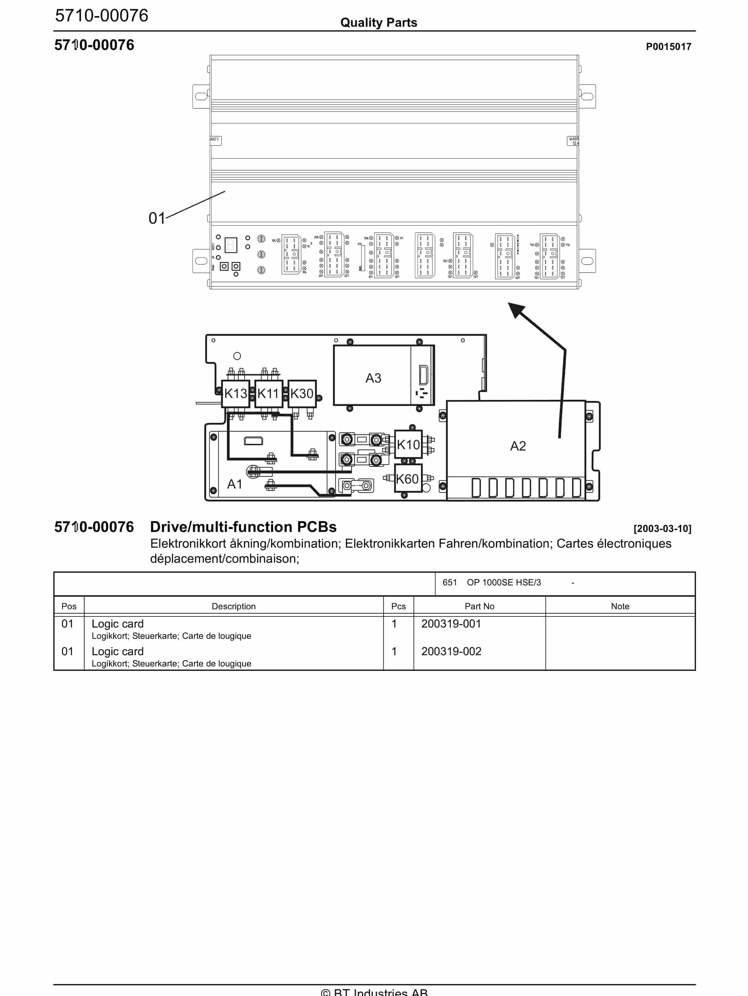 BT OP 1000SE HSE-3 - C020212-4 - C020212-5 - C020212-6 Quality Parts 847916 2 BT OP 1000SE HSE-3 - C020212-4 - C020212-5 - C020212-6 Quality Parts 847916 - Image 2