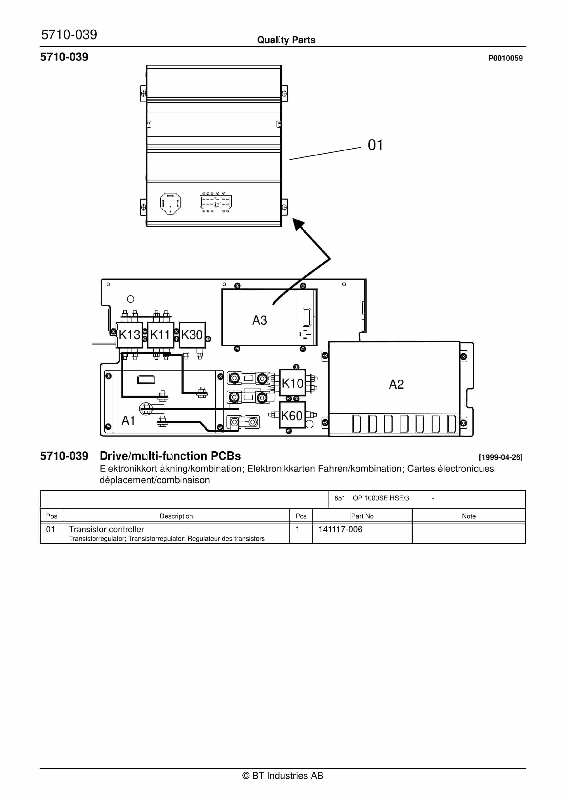 BT OP 1000SE HSE-3 - C020530-1 - C020530-0 Quality Parts 847217 2 BT OP 1000SE HSE-3 - C020530-1 - C020530-0 Quality Parts 847217 - Image 2