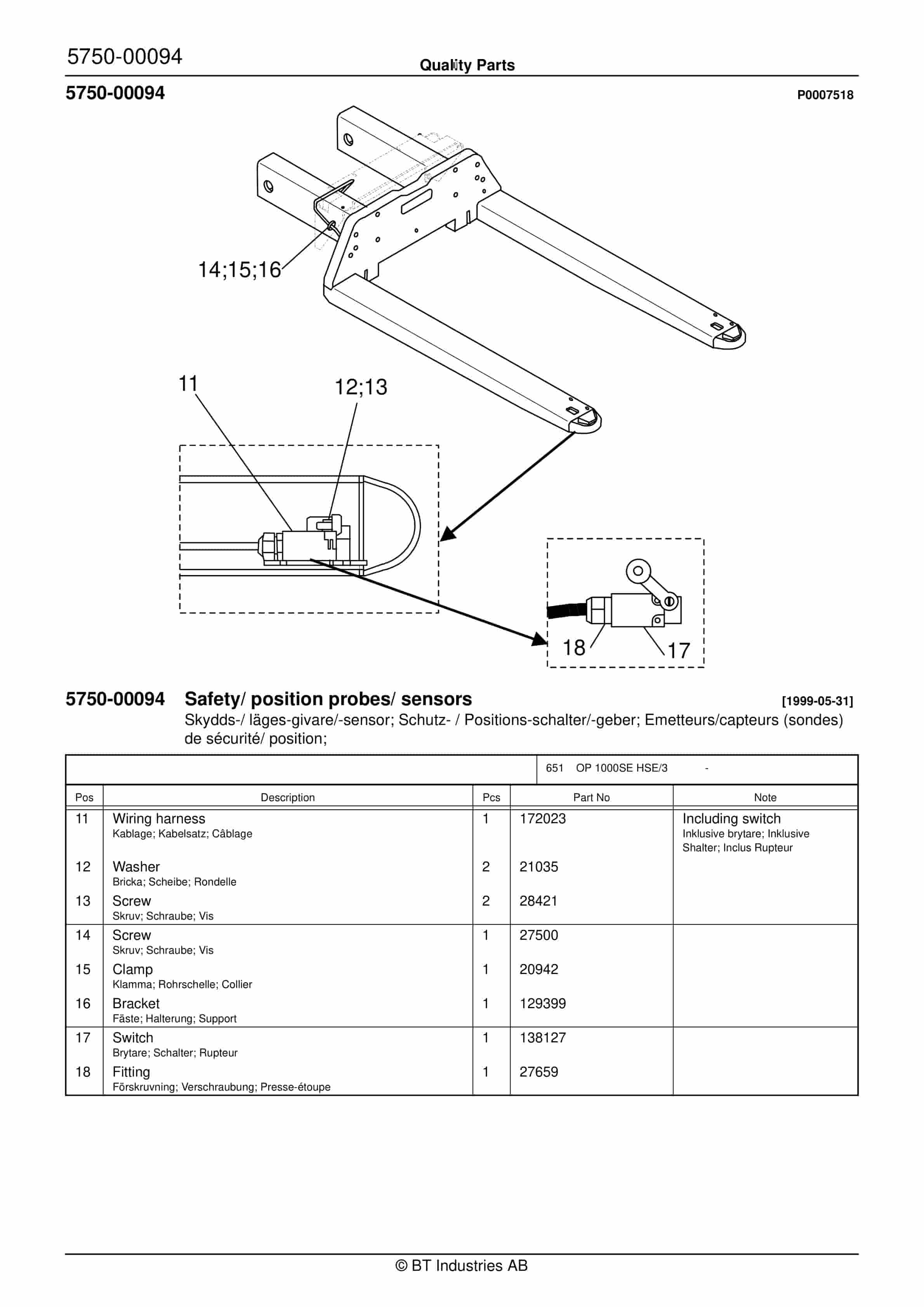 BT OP 1000SE HSE-3 - C020607-2 - C020607-5 - C020514-2 - C020517-7 Quality Parts 847460 2 BT OP 1000SE HSE-3 - C020607-2 - C020607-5 - C020514-2 - C020517-7 Quality Parts 847460 - Image 2