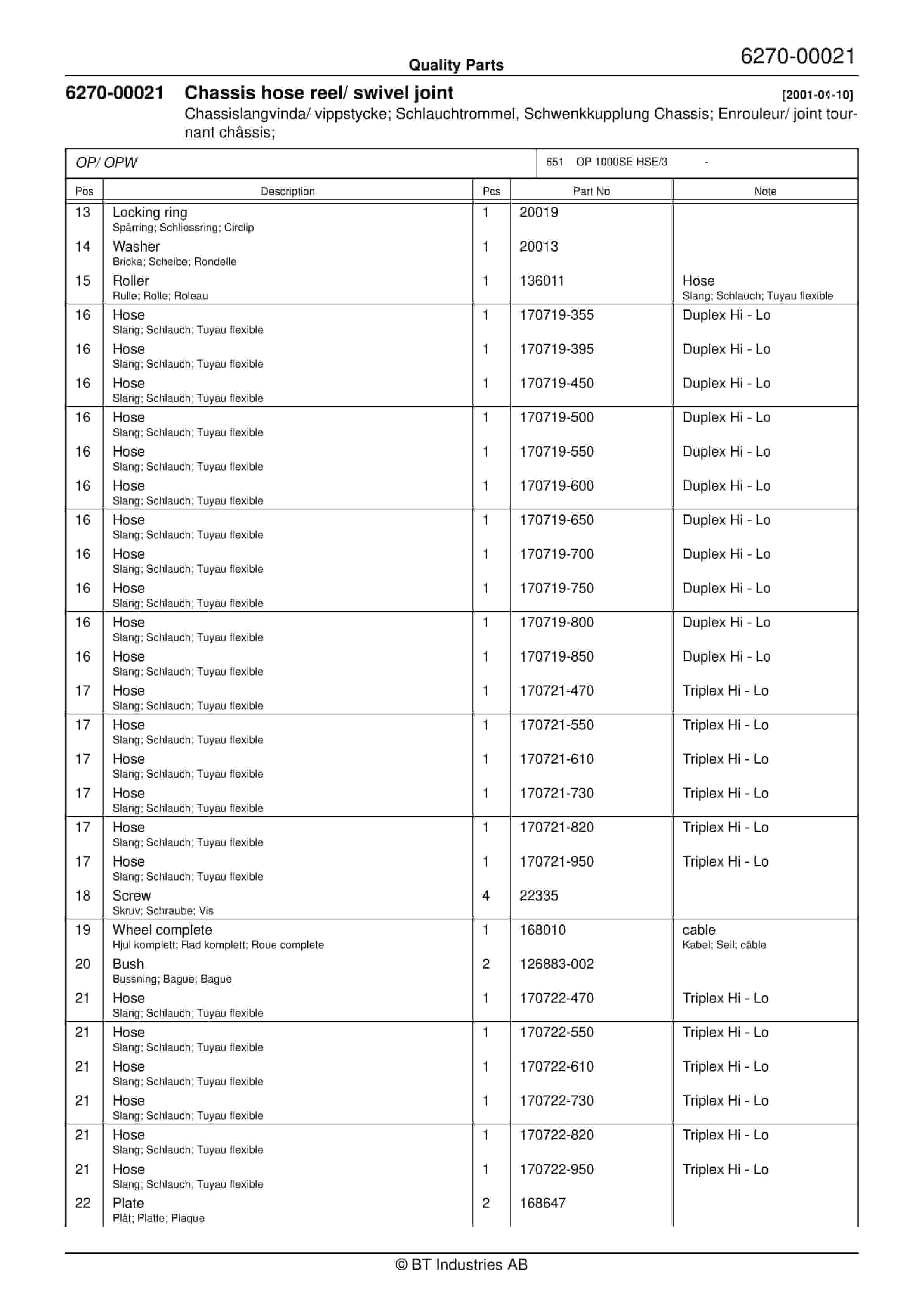 BT OP 1000SE HSE-3 - C020607-2 - C020607-5 - C020514-2 - C020517-7 Quality Parts 847460 3 BT OP 1000SE HSE-3 - C020607-2 - C020607-5 - C020514-2 - C020517-7 Quality Parts 847460 - Image 3