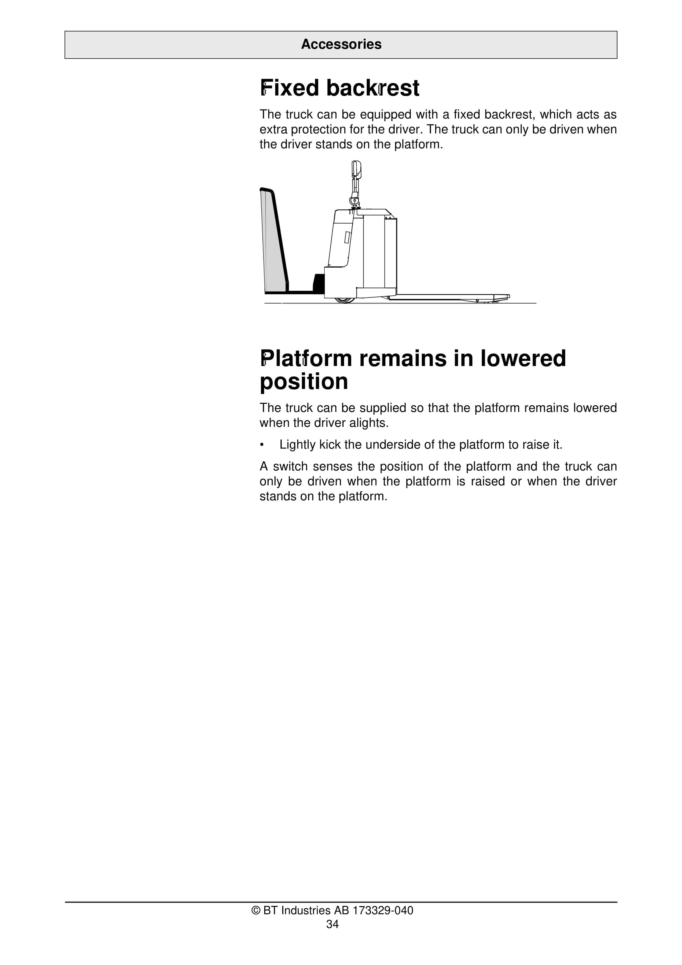 Alternative view of BT ORION P20 Operator Manual 173329-040