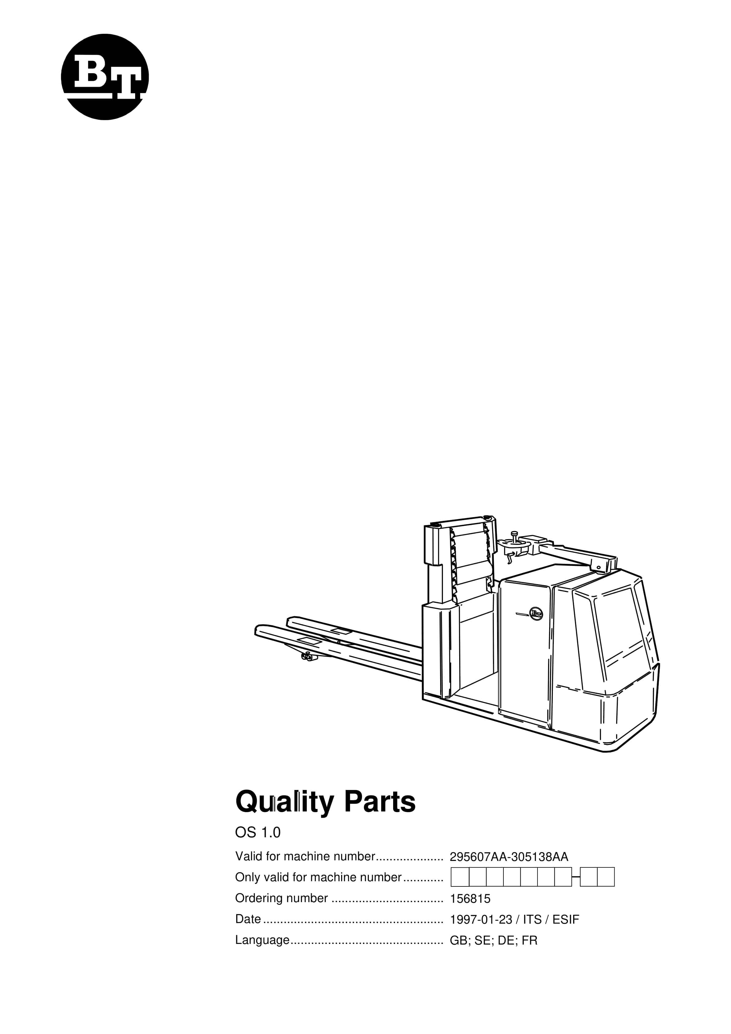 BT OS 1.0 Quality Parts 156815 1 BT OS 1.0 Quality Parts 156815