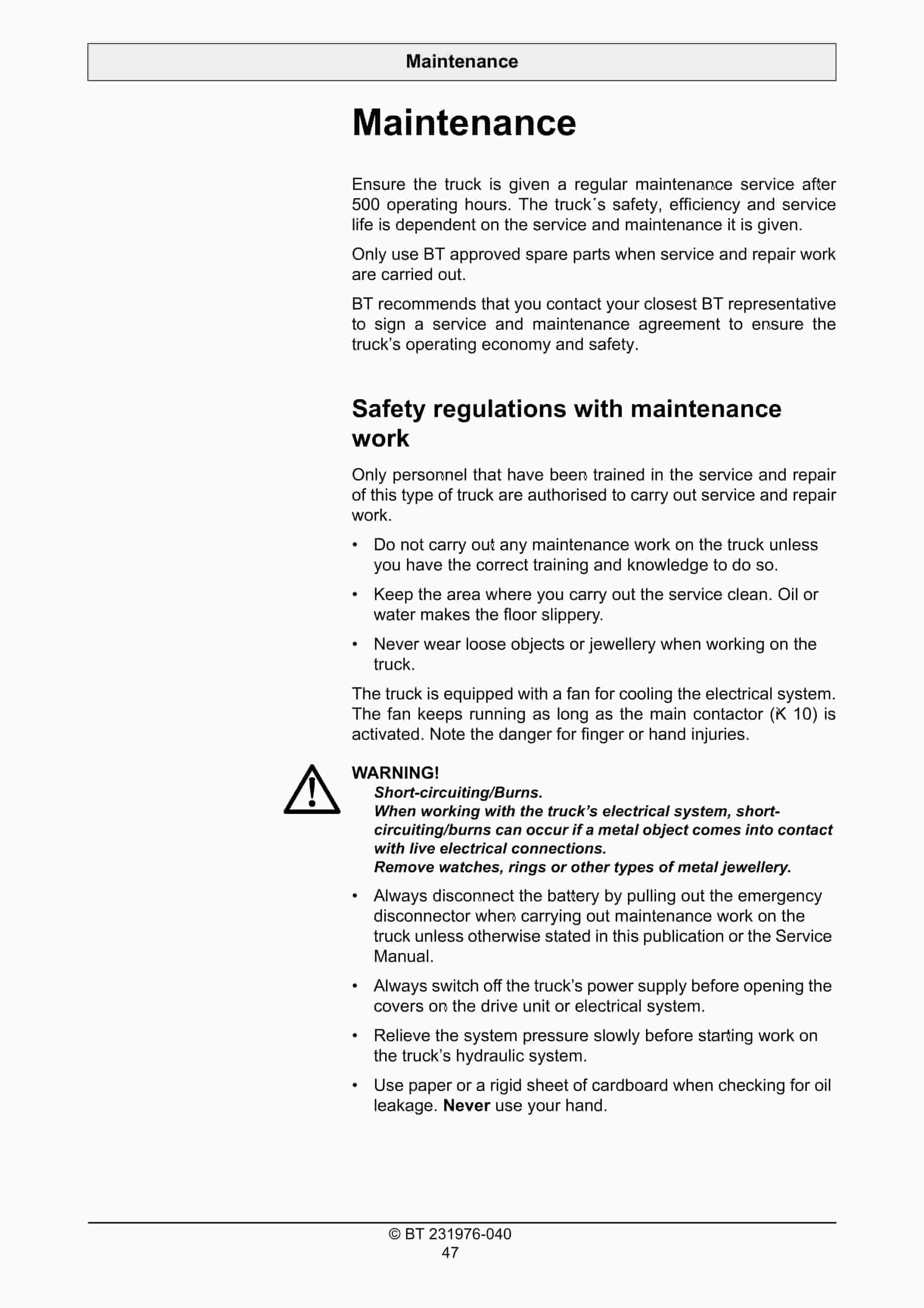 BT OSE100 Operator Manual 231976-040 4 BT OSE100 Operator Manual 231976-040 - Image 4