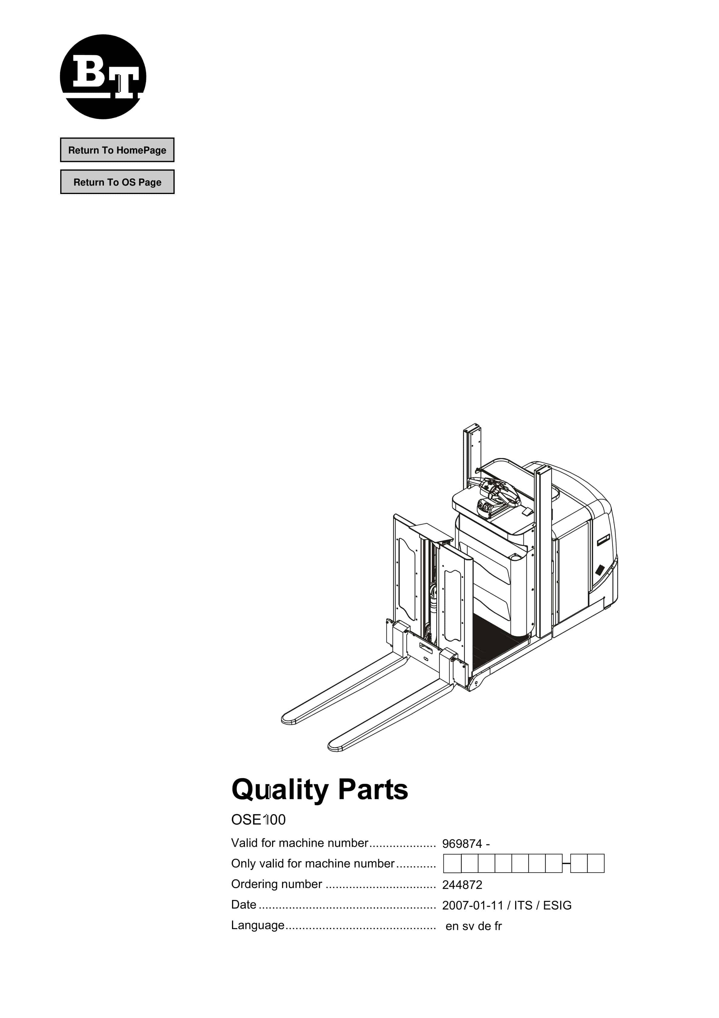 BT OSE100 Quality Parts 244872 1 BT OSE100 Quality Parts 244872