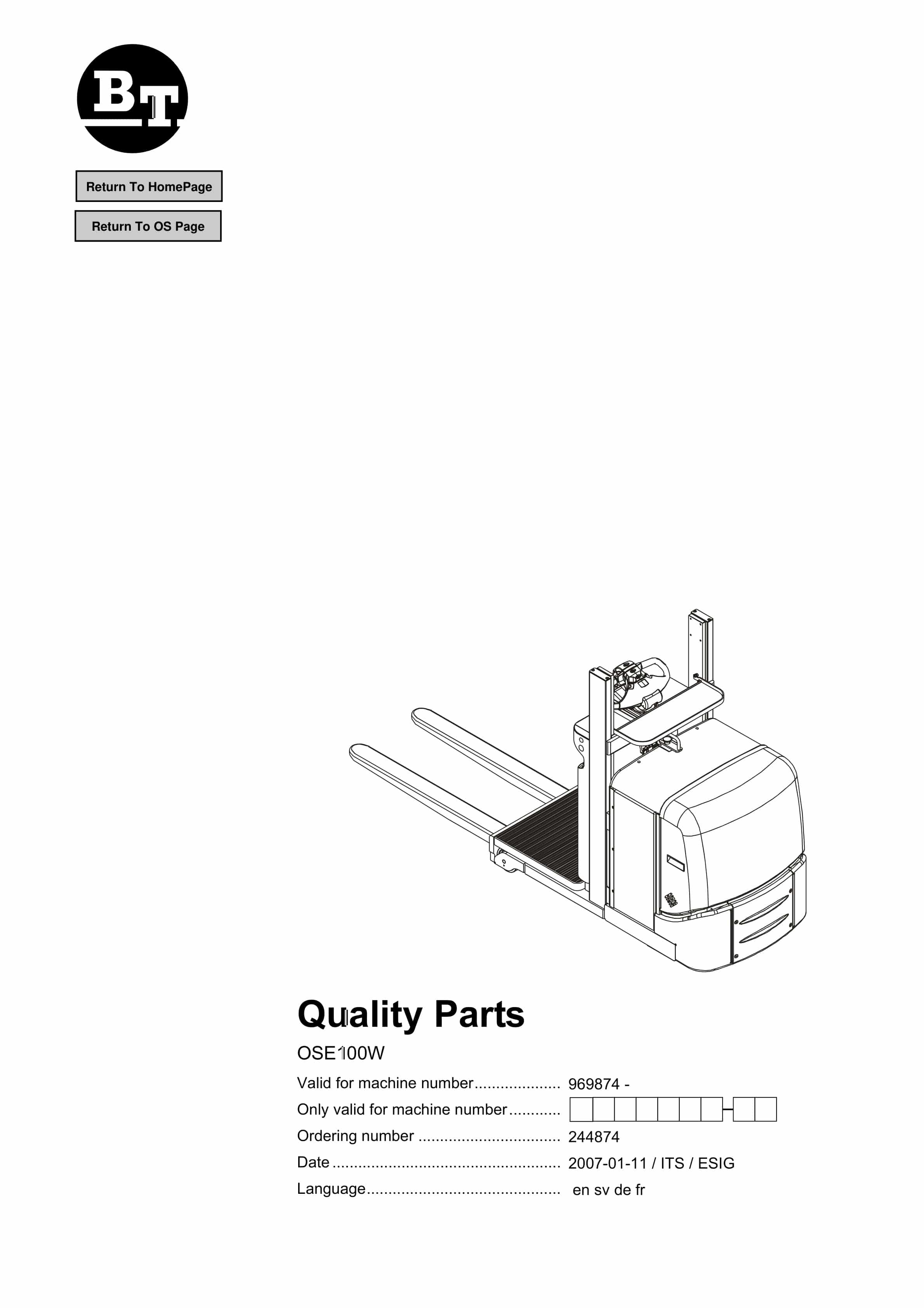 BT OSE100W Quality Parts 244874 1 BT OSE100W Quality Parts 244874