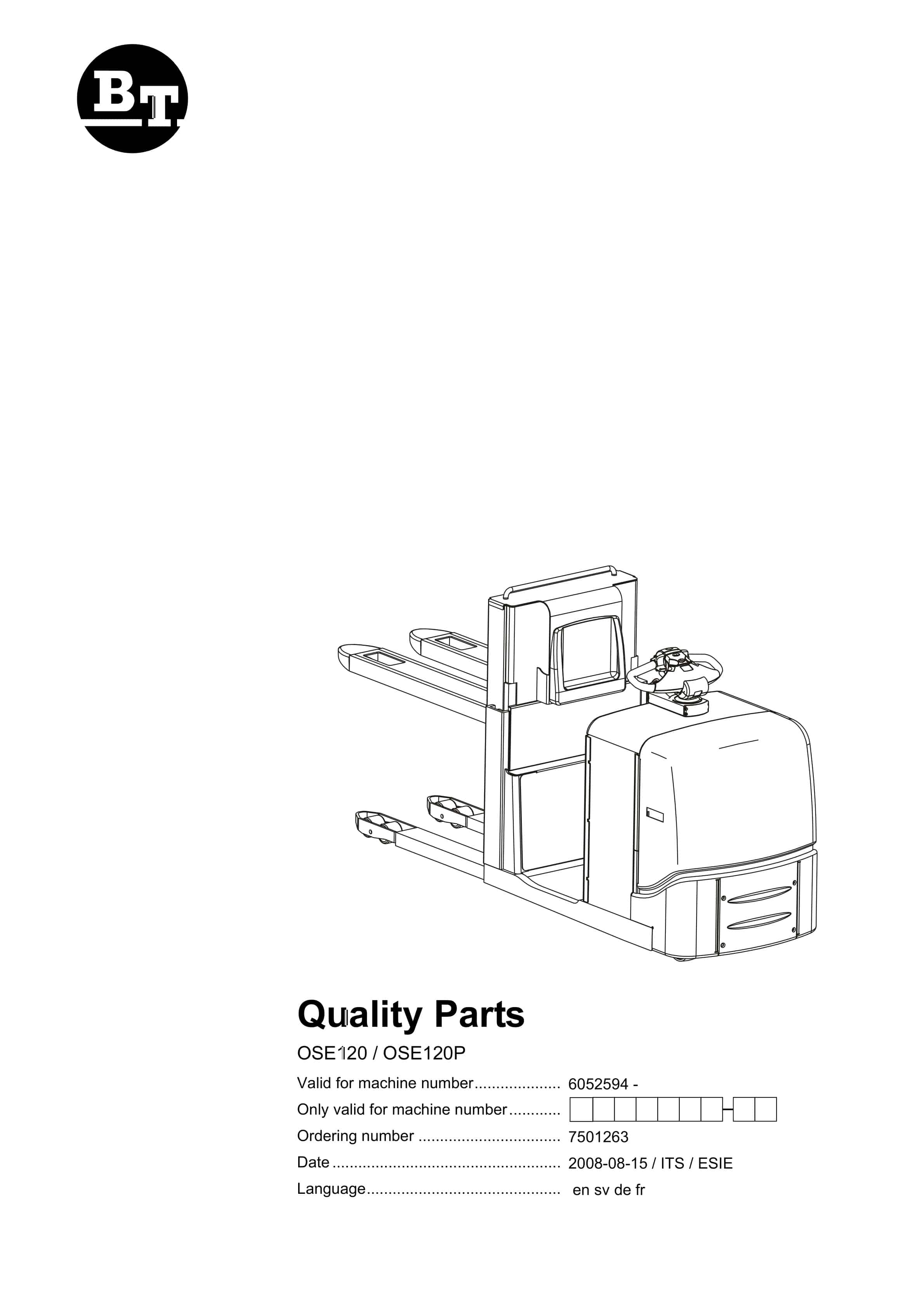 BT OSE120, OSE120P Quality Parts 7501263 1 BT OSE120, OSE120P Quality Parts 7501263