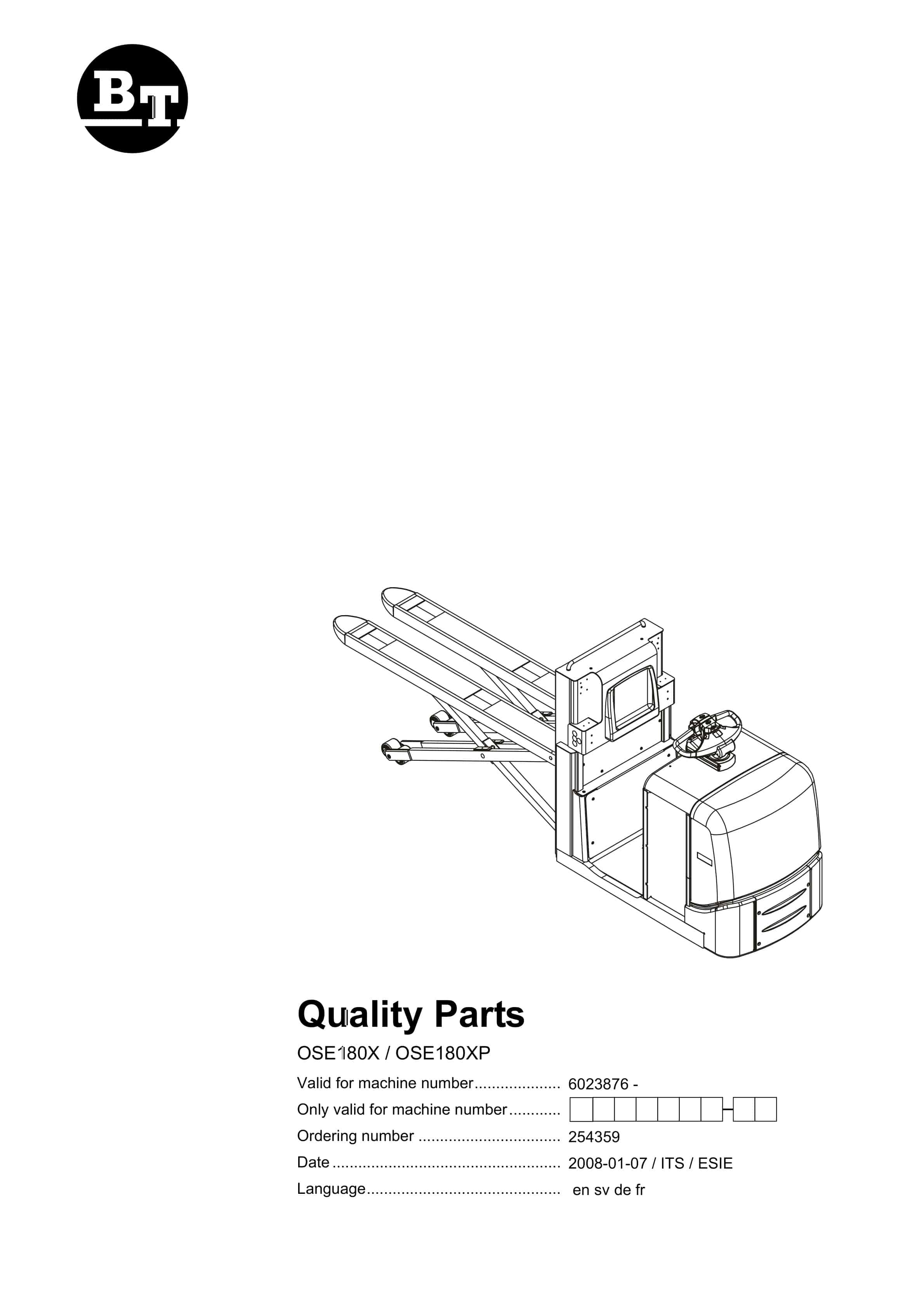 BT OSE180X, OSE180XP Quality Parts 254359 1 BT OSE180X, OSE180XP Quality Parts 254359