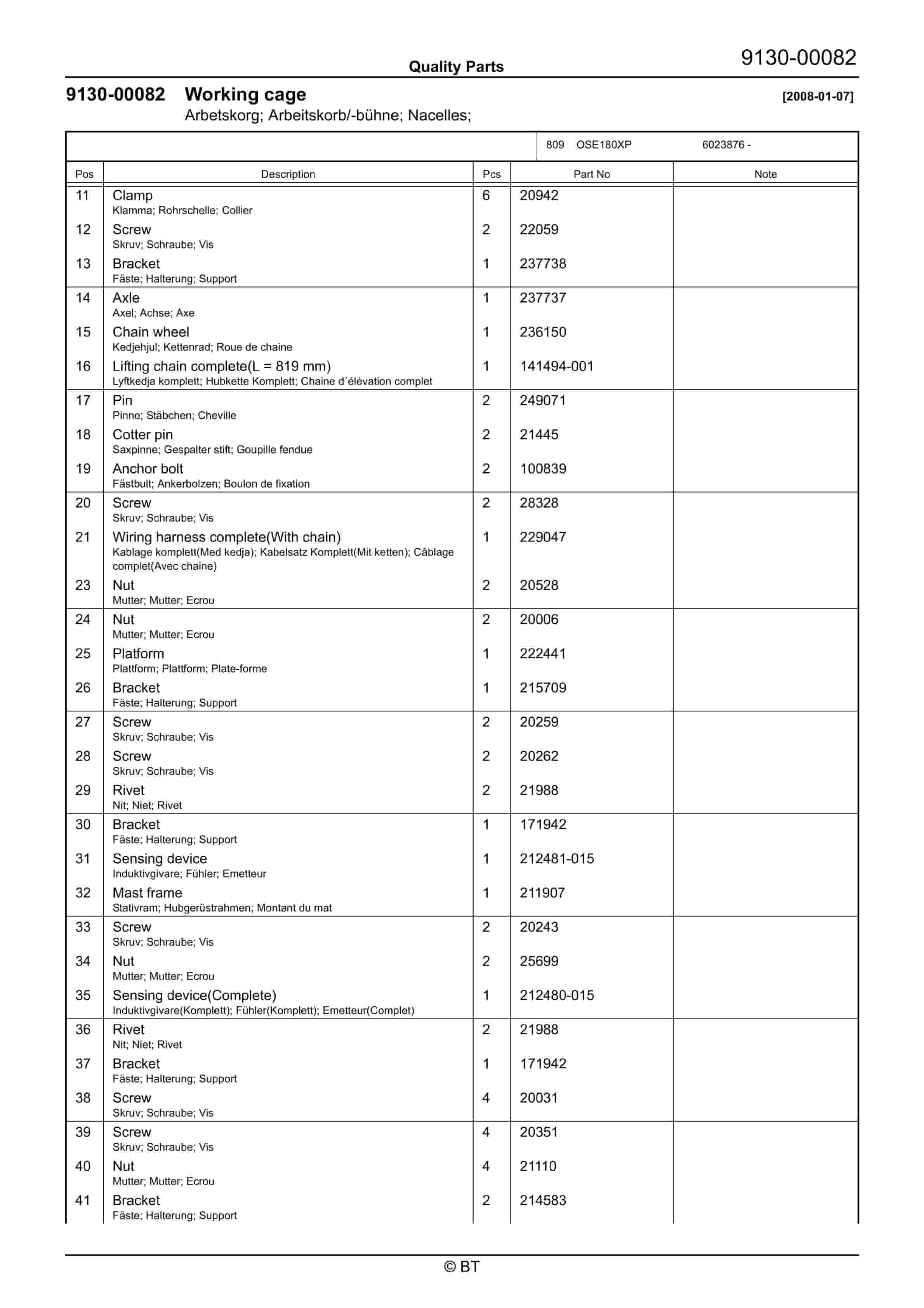 BT OSE180X, OSE180XP Quality Parts 7501270 4 BT OSE180X, OSE180XP Quality Parts 7501270 - Image 4