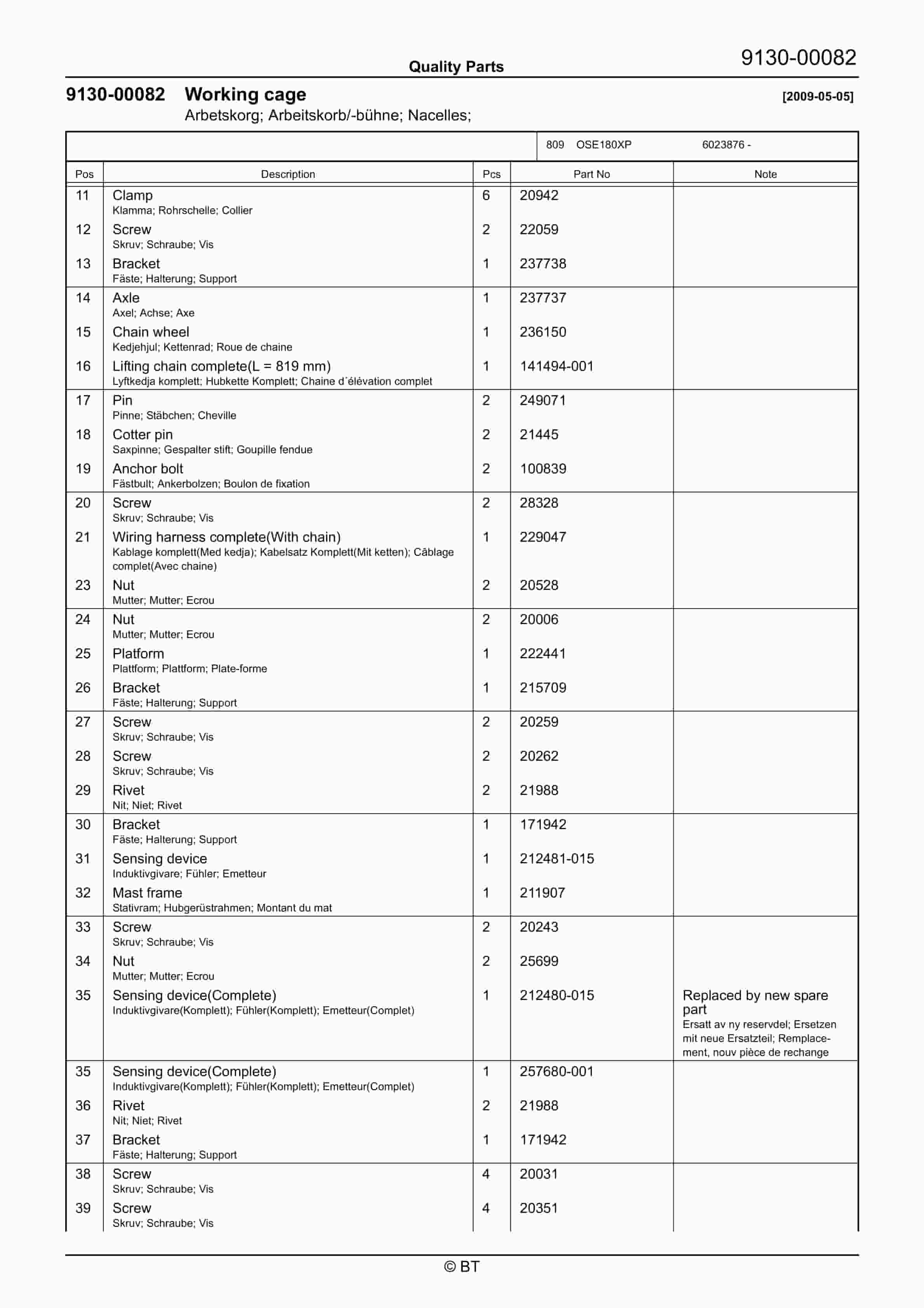 BT OSE180X, OSE180XP Quality Parts 7511678 4 BT OSE180X, OSE180XP Quality Parts 7511678 - Image 4