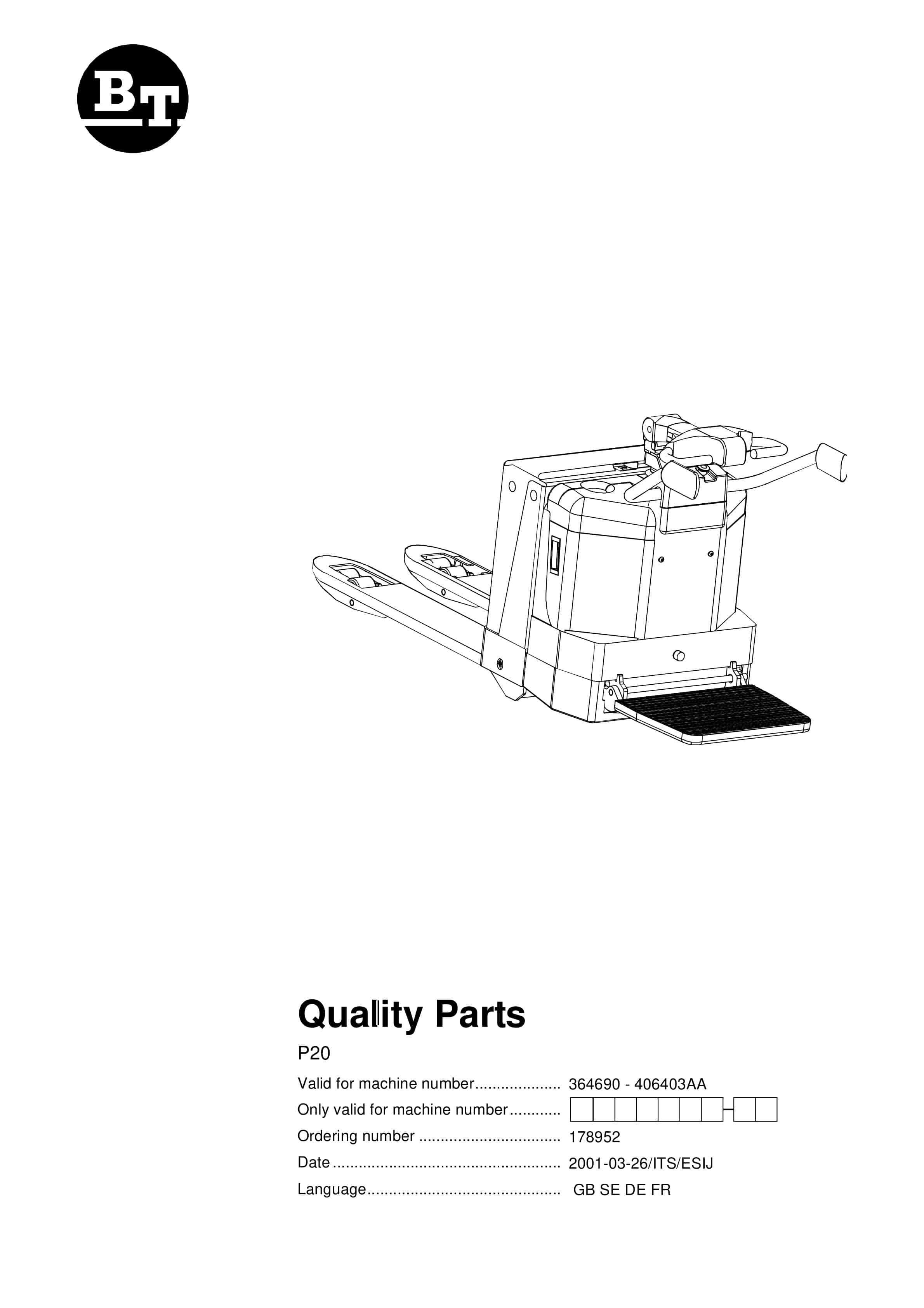 BT P20 Quality Parts 178952 1 BT P20 Quality Parts 178952