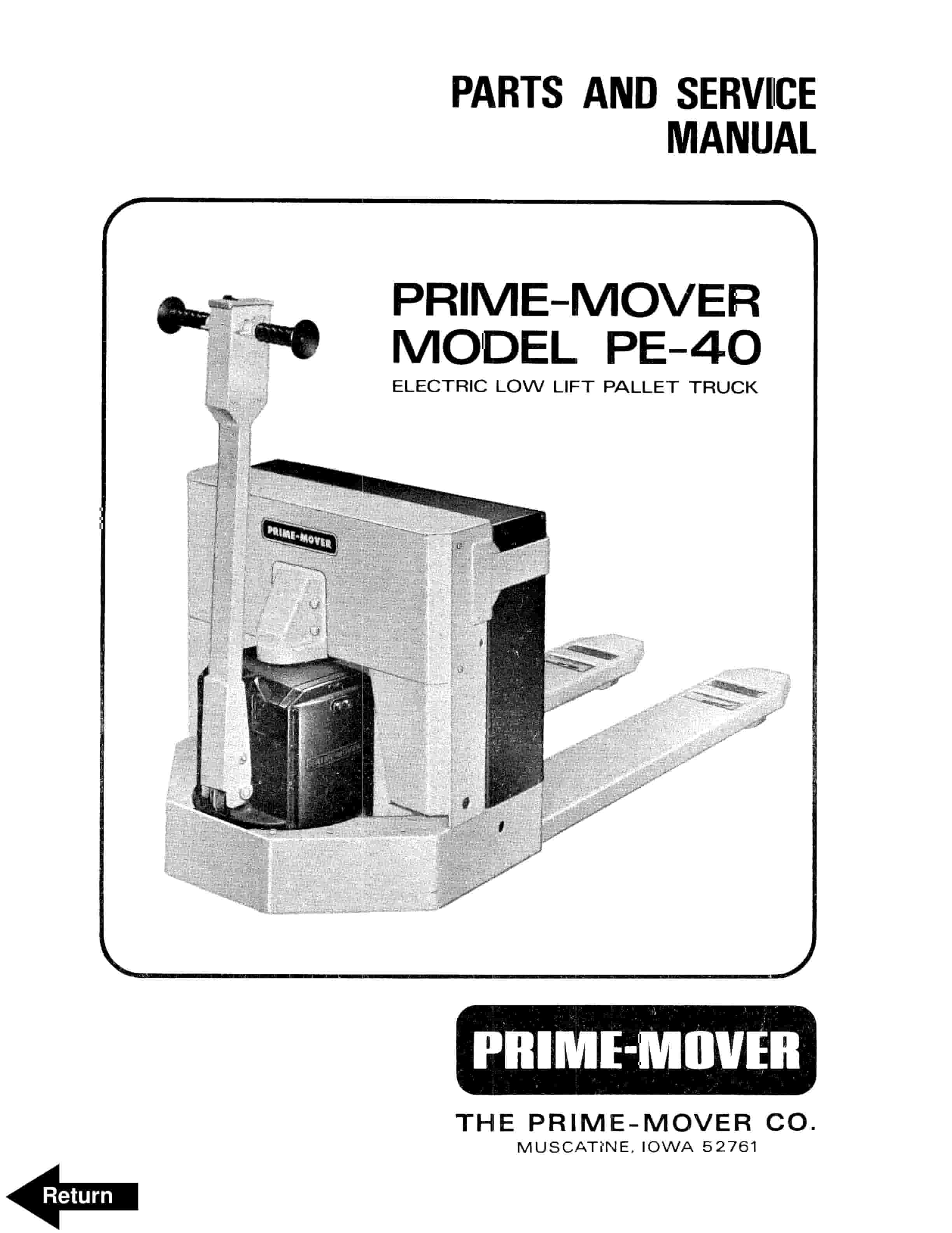 BT PE-40 Electric Low Lift Pallet Truck Parts And Service Manual 310508-000 1 BT PE-40 Electric Low Lift Pallet Truck Parts And Service Manual 310508-000