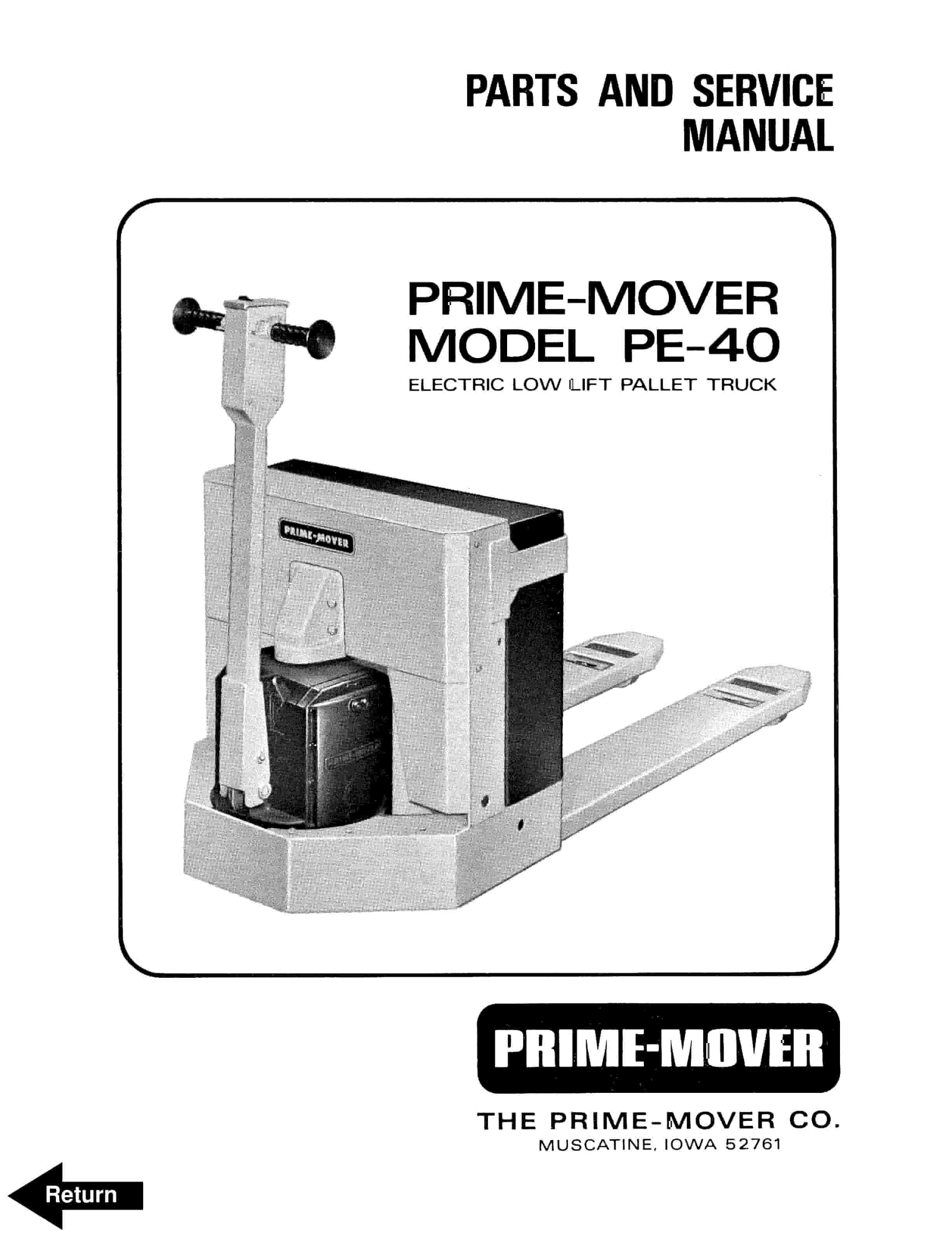 BT PE-40 Electric Low Lift Pallet Truck Parts And Service Manual 310519-000 1 BT PE-40 Electric Low Lift Pallet Truck Parts And Service Manual 310519-000