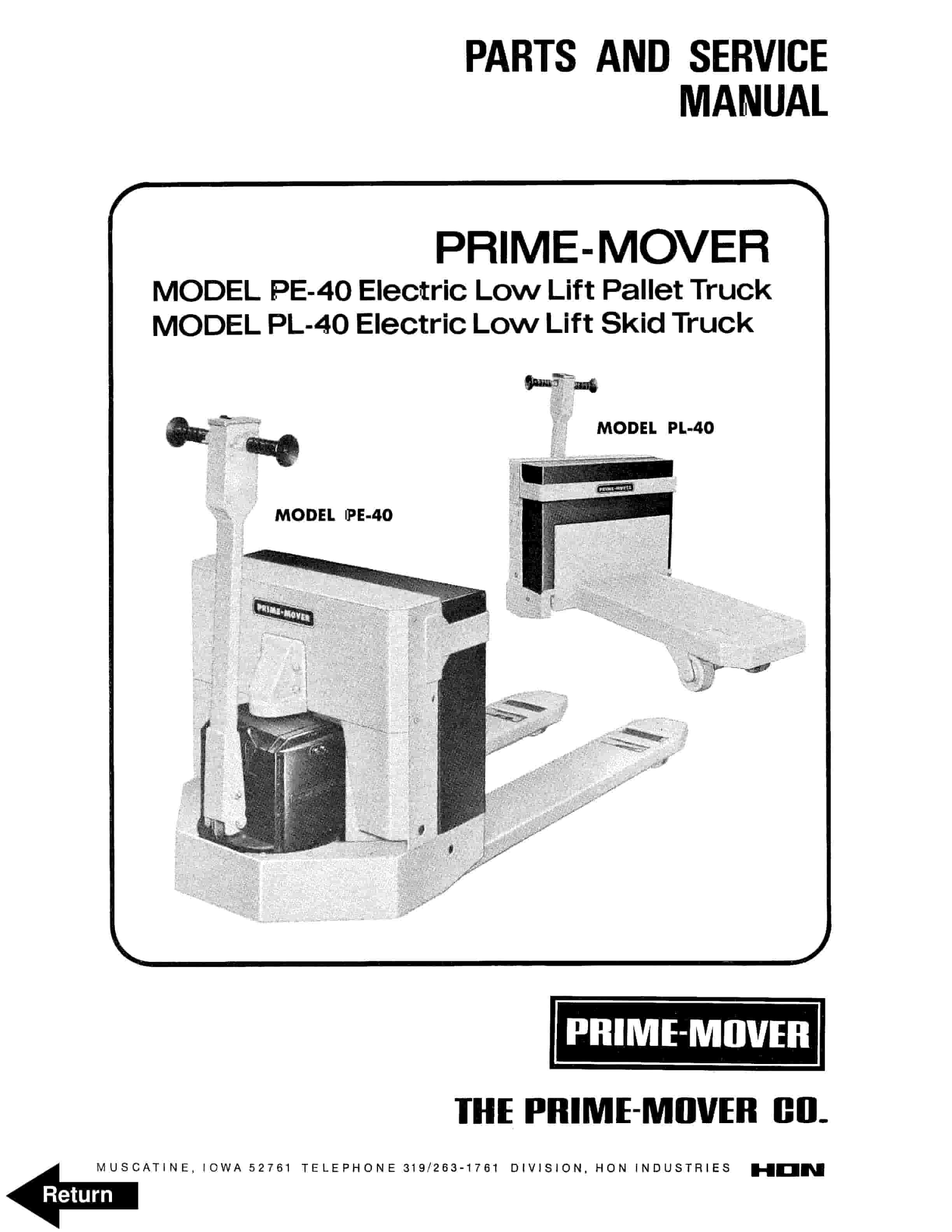 BT PE-40, PL-40 Electric Low Lift Truck Parts And Service Manual 310504-000 1 BT PE-40, PL-40 Electric Low Lift Truck Parts And Service Manual 310504-000