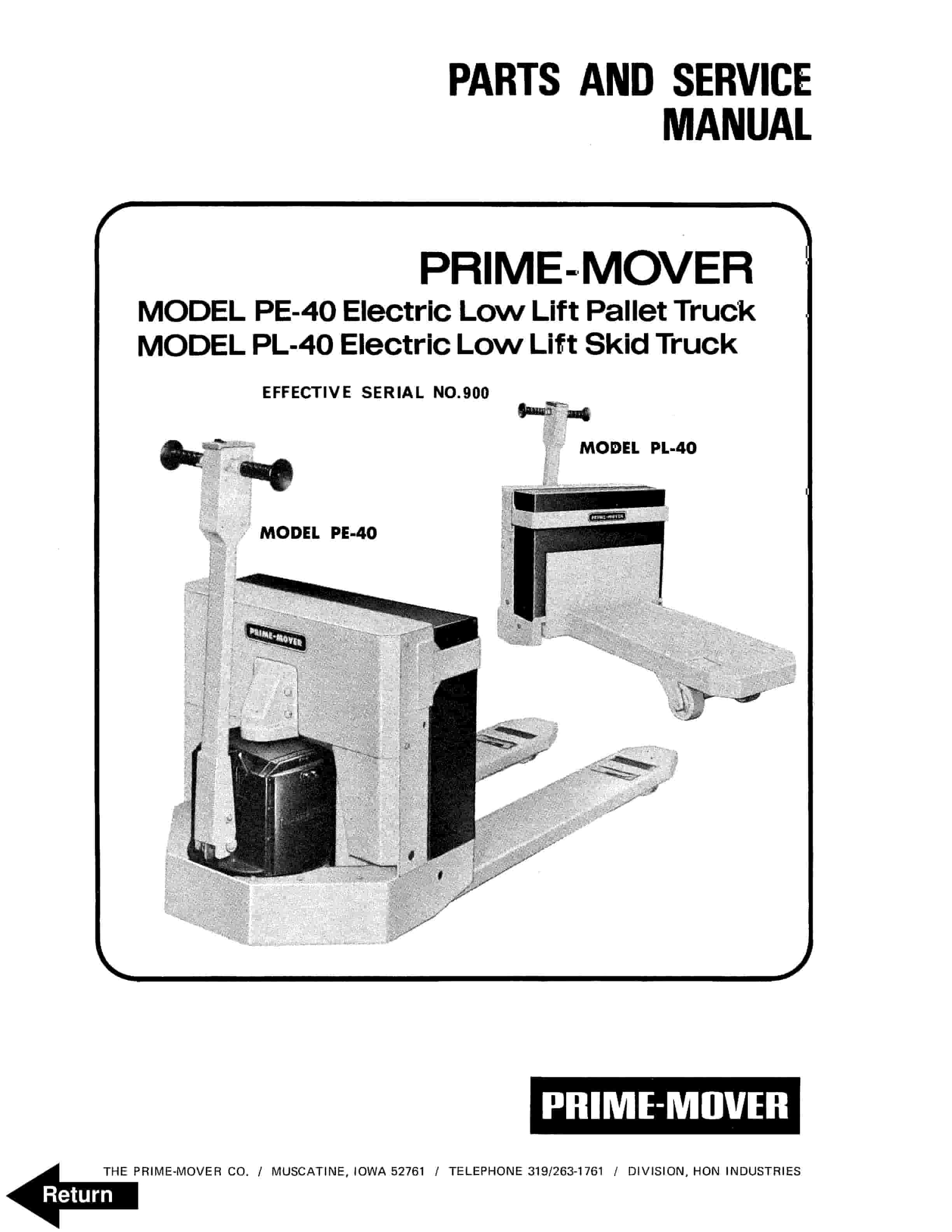 BT PE-40, PL-40 Electric Low Lift Truck Parts And Service Manual 310505-000 1 BT PE-40, PL-40 Electric Low Lift Truck Parts And Service Manual 310505-000