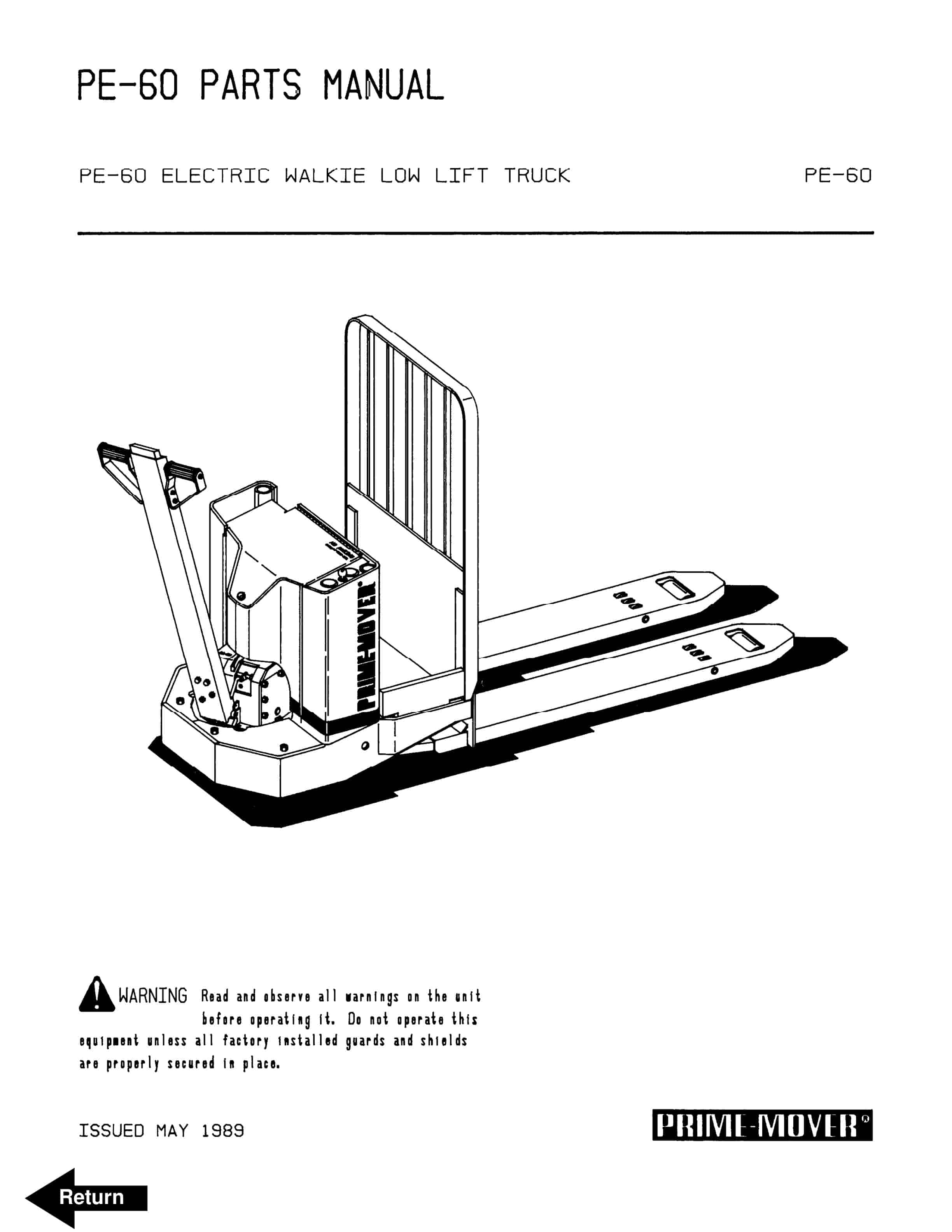 BT PE-60 Electric Walkie Low Lift Truck Parts Manual 300384-000 1 BT PE-60 Electric Walkie Low Lift Truck Parts Manual 300384-000
